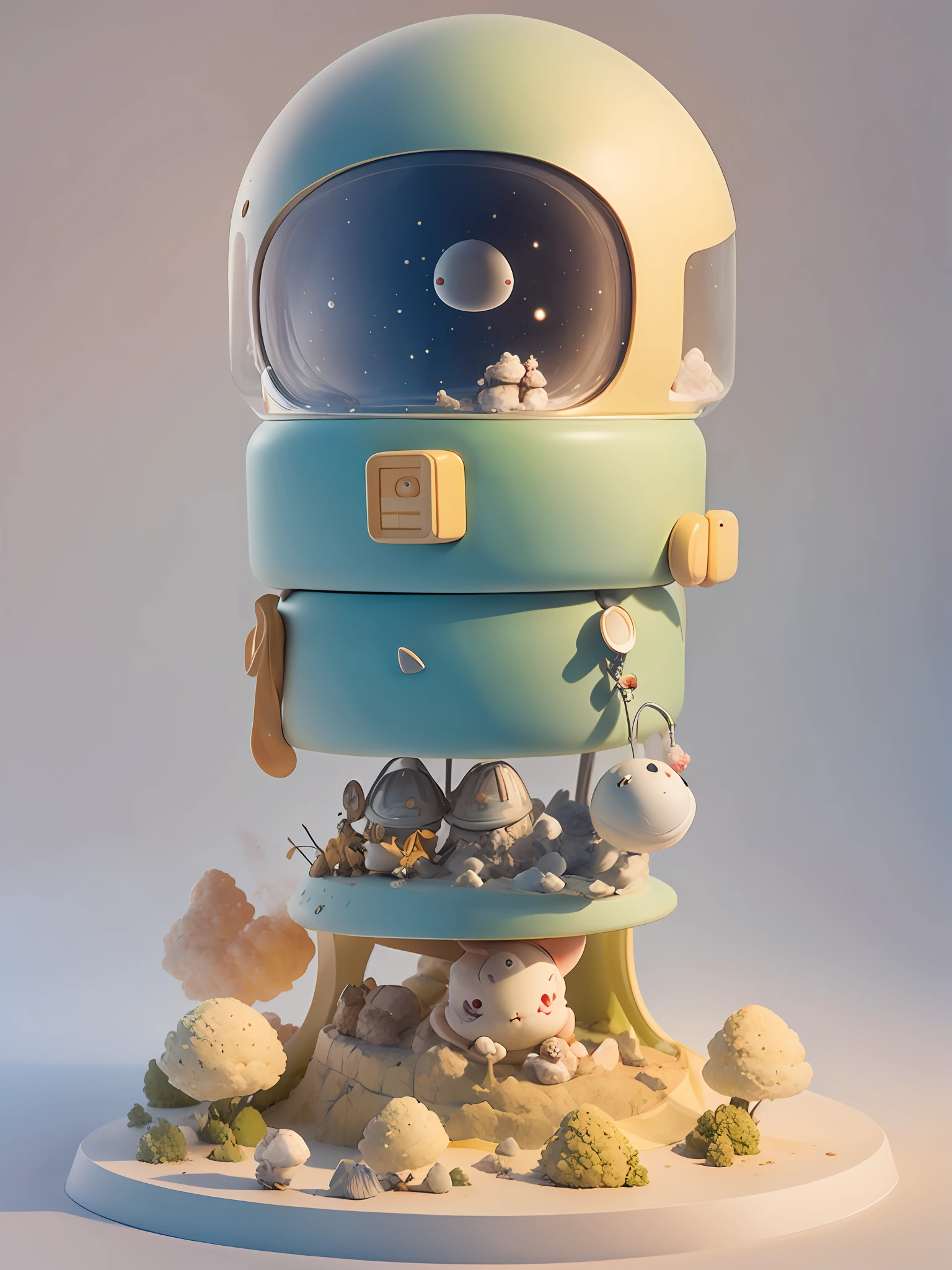 There is a little animal with helmet and helmet, cute 3d rendering, little astronaut looking up, portrait anime space cadet critters, cute 3d anime critter rendering, cute detailed digital art, male explorer mini cute little animal, 3d rendering stylized, 3d rendered character art 8k, cute digital painting, anime style 3d, super detailed rendering