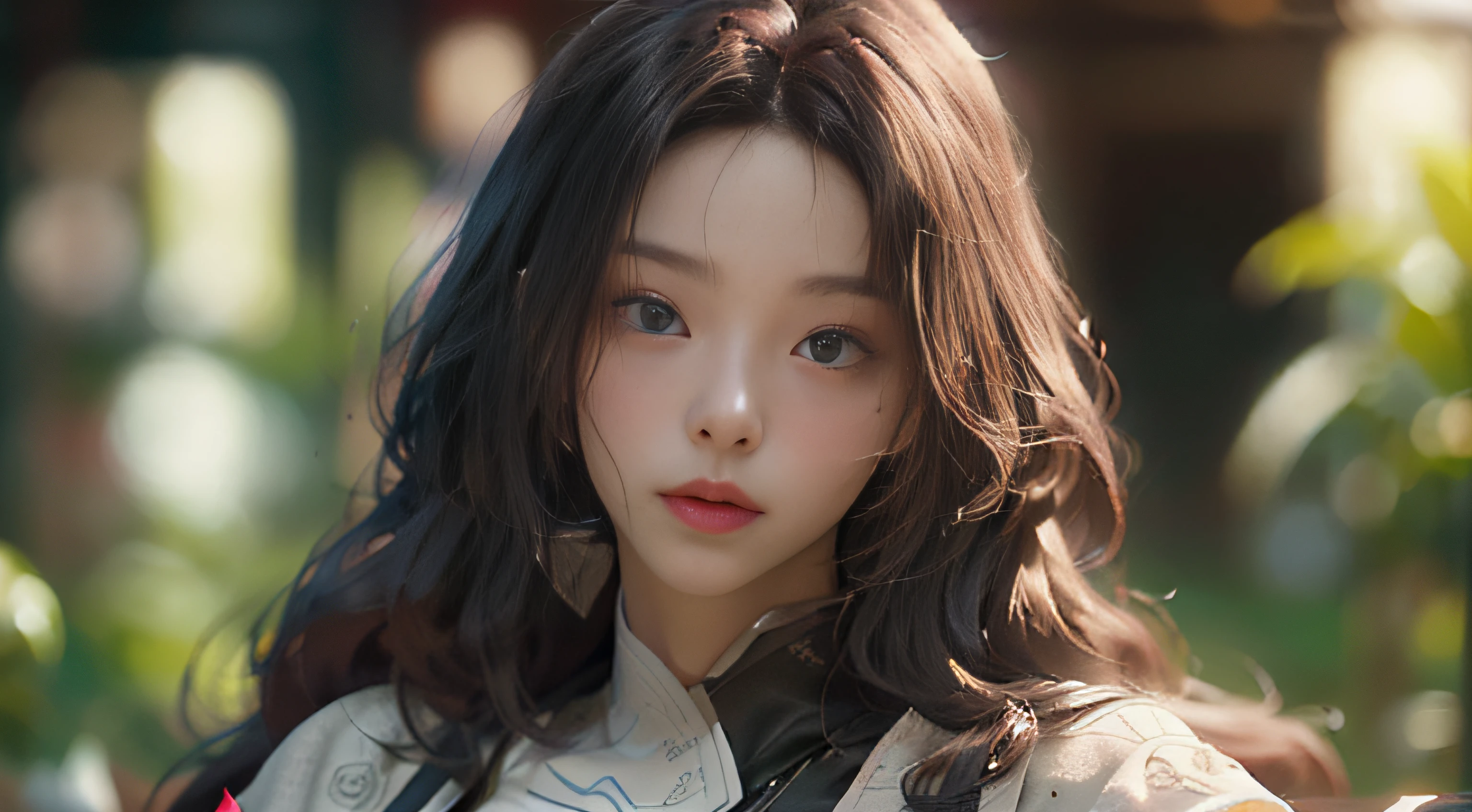 ((best best quality)), ((MasterPiece)), (Detail:1.4), 3D, A beautiful cyberpunk female image,HDR(high dynamic range),RayTrace,nvidia rtx,The ultra-Resolution,Unreal 5,Subsurface scattering、pbr texturing、postprocessing、Anisotropic Filtering、depth offield、Maximum Clarity and Clarity、Many-Layer Textures、Albedo and Specular map、Surface coloring、Mitsu-Accurate simulation of material interactions、Perfect Scale、octanerendering、Two-colored light、large aperture、low ISO、white balance、Rule of Thirds、8K RAW、beautiful bright pupils,flowing robe,Fine pupils,Detailed face and eyes,Long Lashes,Blushlush,voluminous hair,Tender red lips
