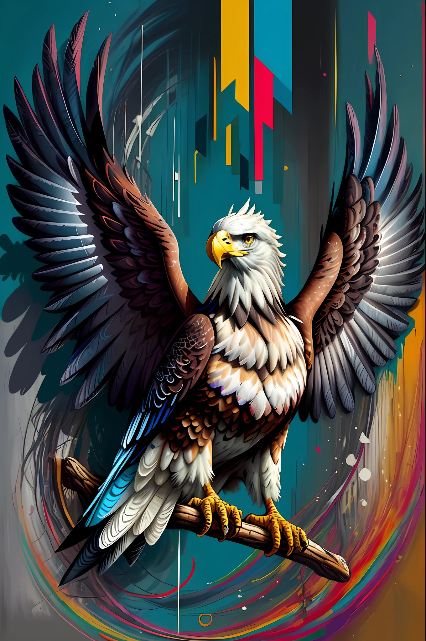 (Flying eagle bird), Eduardo Kobra padding ,wall PORTRAIT geometric multidimensional, art, chibi,
yang016k, beautiful, colorful,
masterpieces, top quality, best quality, official art, beautiful and aesthetic,