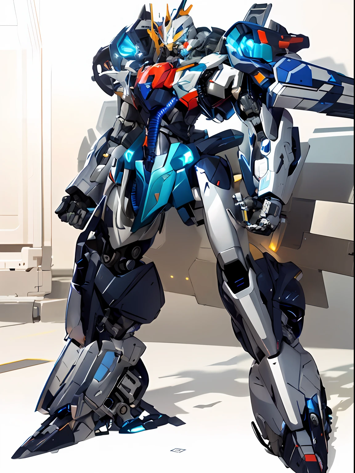 Drawing of a robot holding a gun in his hand, mecha inspiration, Greek god in mecha style, mecha portrait, full body mecha, jet fire!!!, cool mecha style, mecha art, Anfas portrait of mecha warrior, male mecha, armored core style mecha, anime large mecha robot, mecha