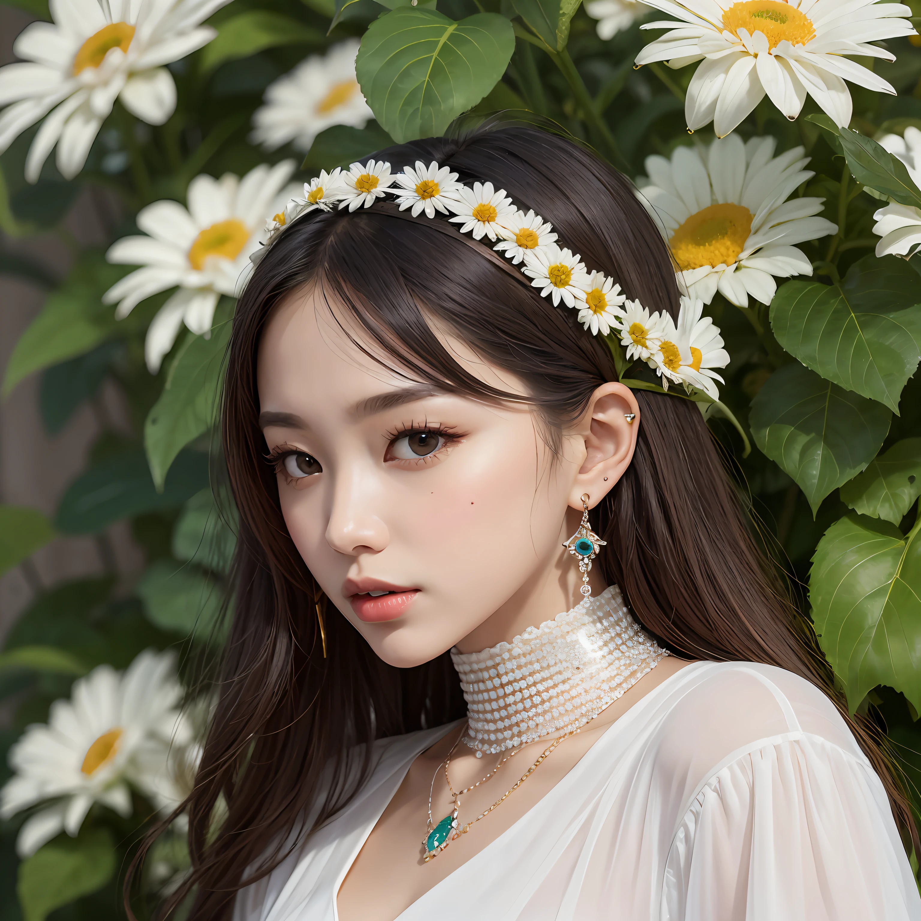 Earrings, Drop Earrings, Flowers, Silver Accessories, Luxury, Daisy, Small, Fashionable, KPOP, Contemporary Art