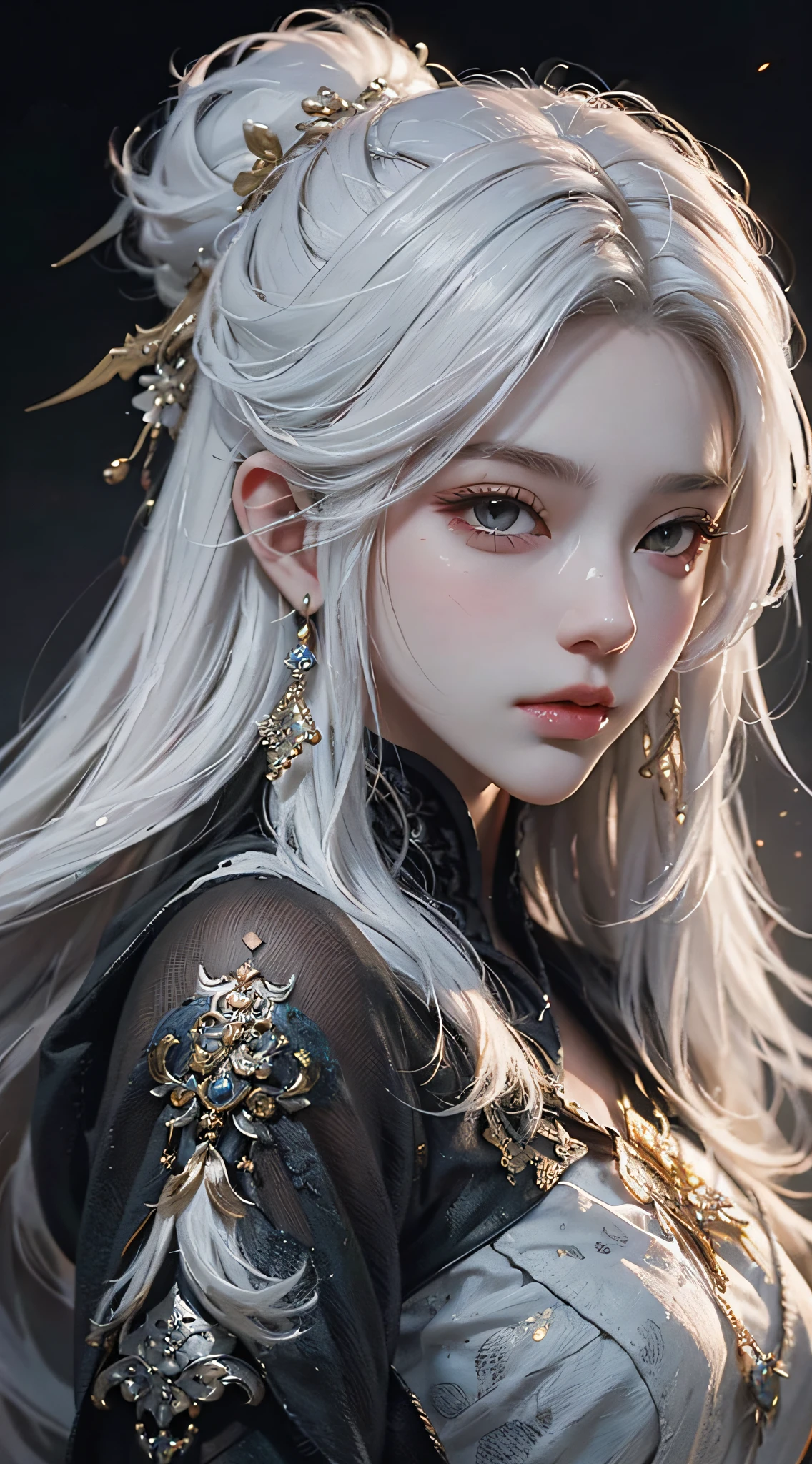 a close up of a woman with white hair and a white mask, beautiful character painting, guweiz, artwork in the style of guweiz, white haired deity, by Yang J, epic exquisite character art, stunning character art, by Fan Qi, by Wuzhun Shifan, guweiz on pixiv artstation