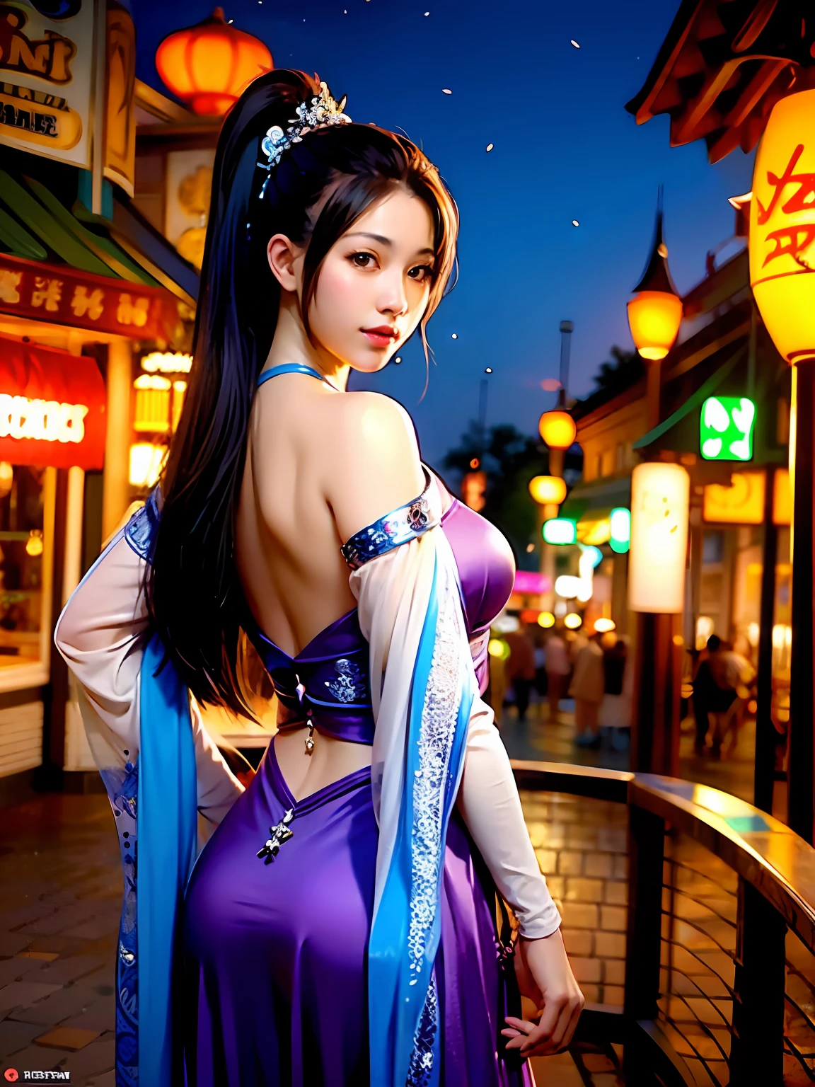 photorealistic,realistic, solo, photorealistic, best quality, ultra high res,
outdoor, amusement park, colorful, joyful expression, long hair, ponytail, cute headband, looking back over shoulder, amusement park rides and attractions in background, night time setting,
beautiful, masterpiece, best quality, extremely detailed face, perfect lighting, solo,1girl,
best quality, ultra high res, photorealistic,
ultra detailed,
masterpiece, best quality,