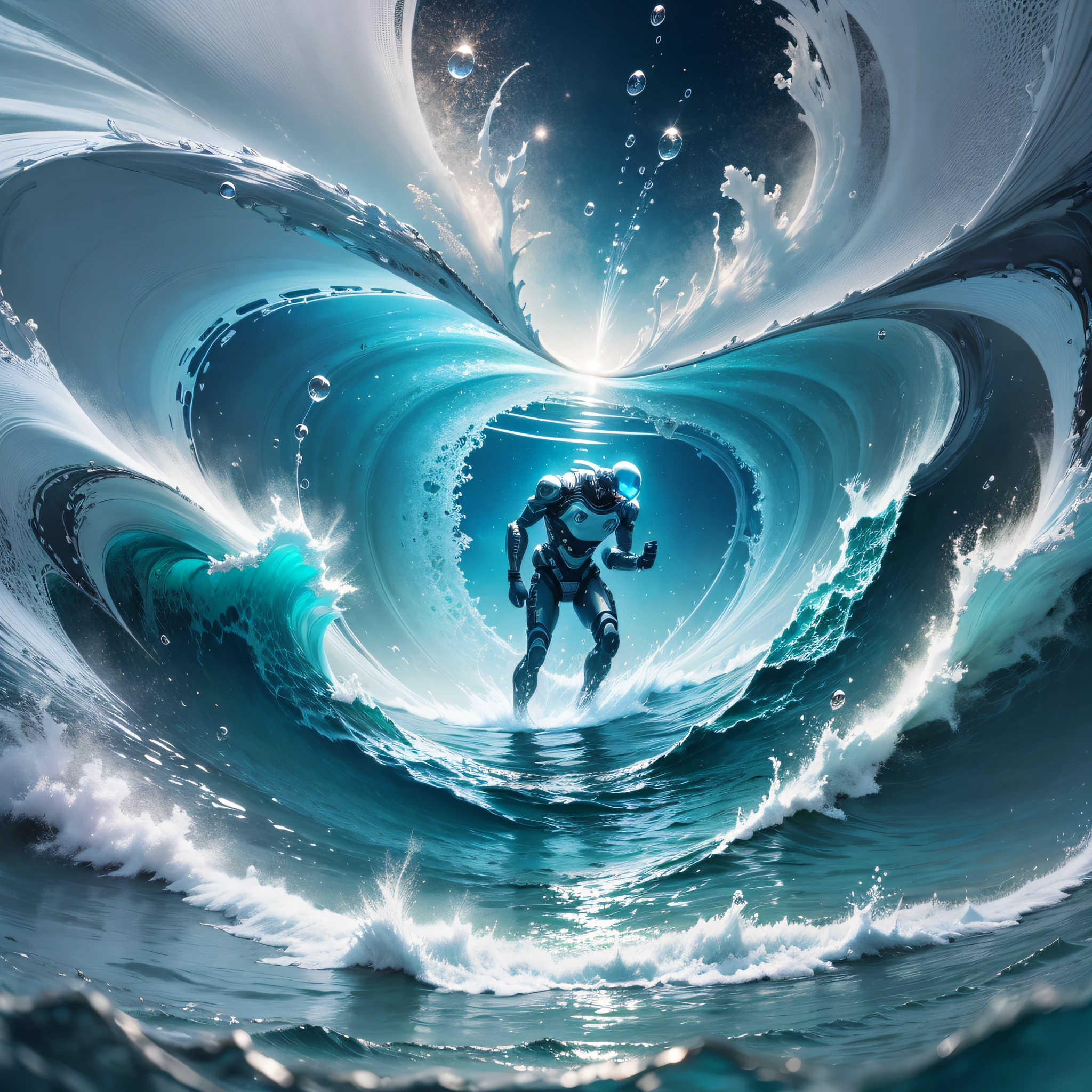 No humans, highest image quality, ultra high definition, shooting pictures, realistic, clear sea surface, infinite extension, sea surface, low saturation blue tones, high brightness, no trees,
