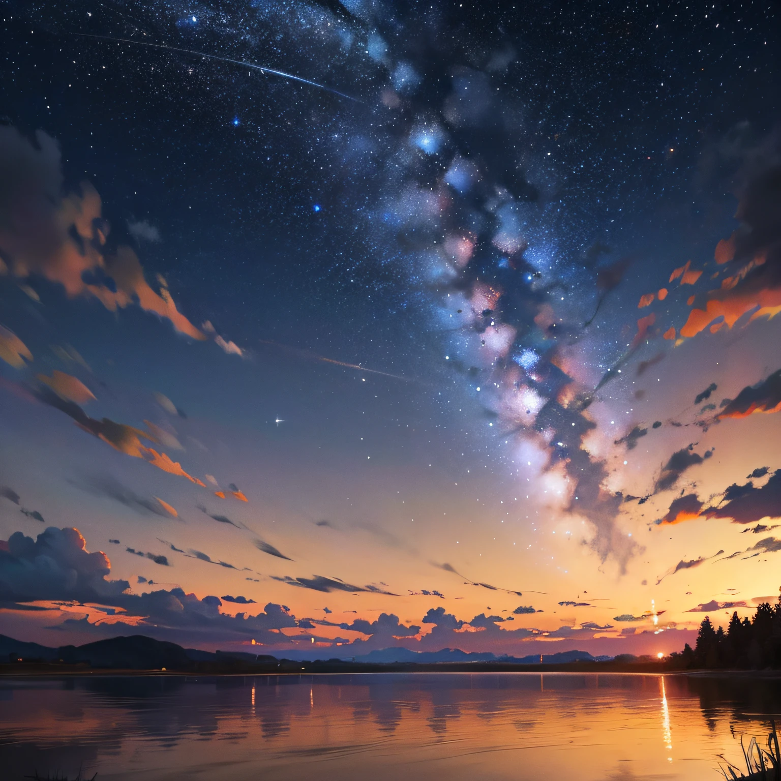 full starry sky, realistic scene, detail, photorealism, 8k --auto