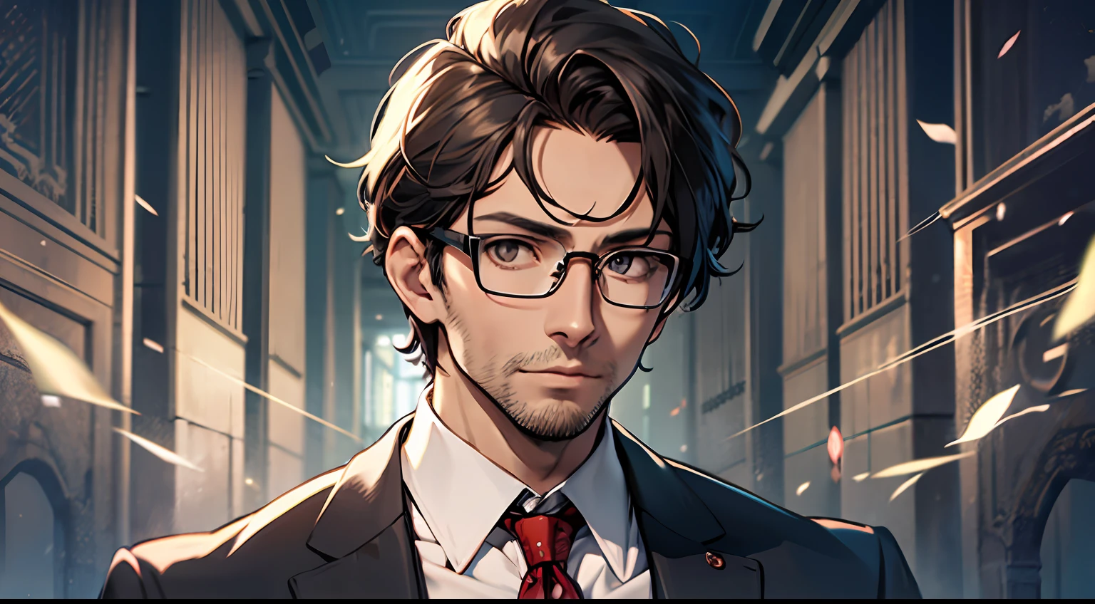 Masterpiece, best quality, a man, lawyer, with glasses, elite