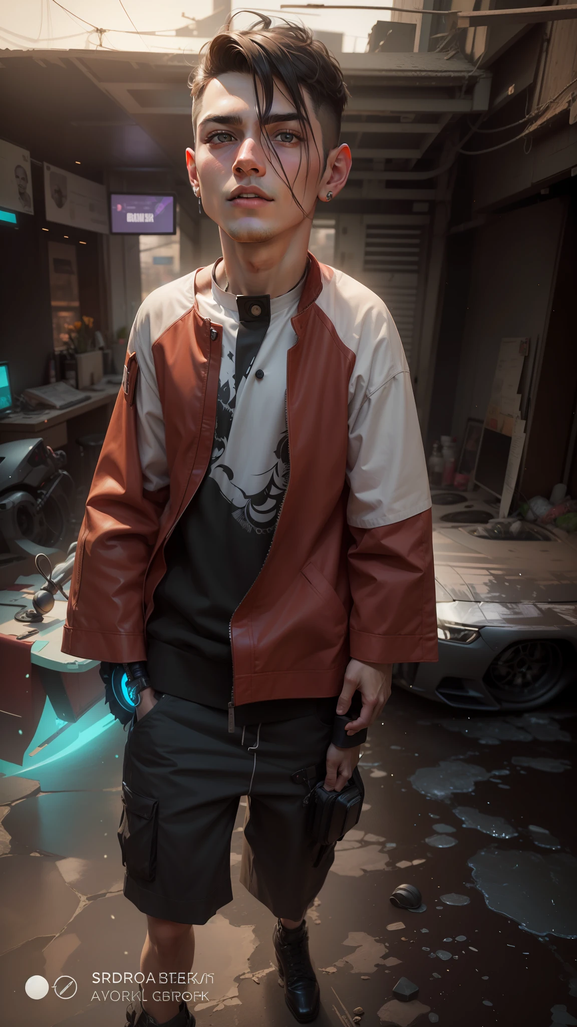 Change background cyberpunk handsome boy, realistic face, 8k ultra realistic