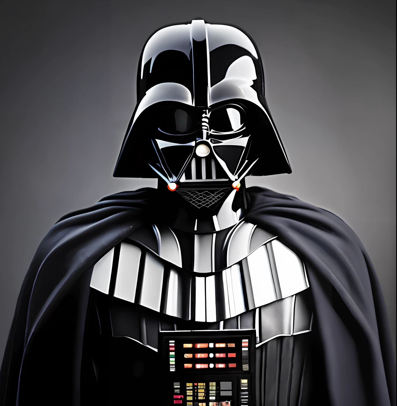 A good-looking man in Darth Vader's outfit, no mask, realistic, cinematic, black background --auto