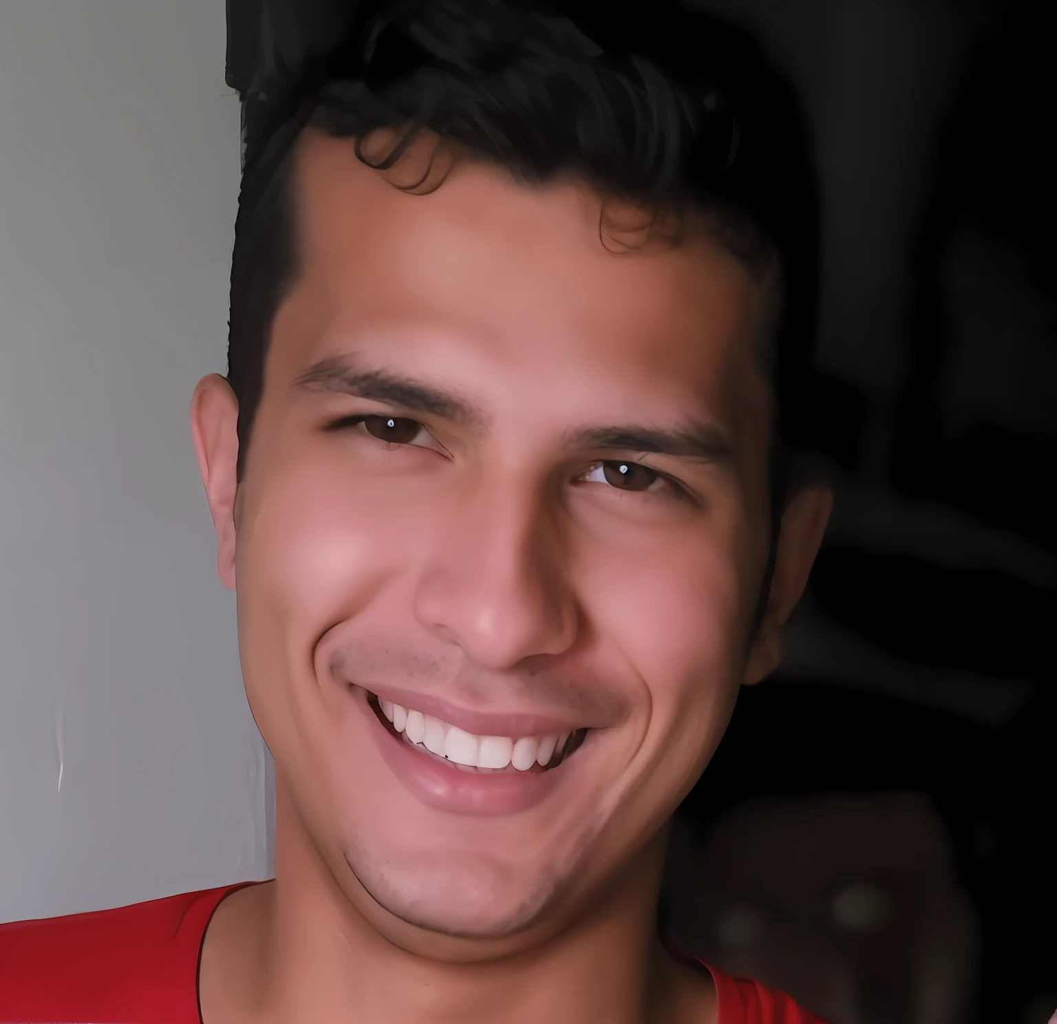 smiling woman with a red shirt and a white shirt holding a banana, caio santos, joseph moncada, icaro carvalho, victor maristane, david rios ferreira, andres rios, carmelo blandino, daniel mirante, danilo torres, christian orrillo, dan dos santos, luis melo, luiz escanuela, frontal picture