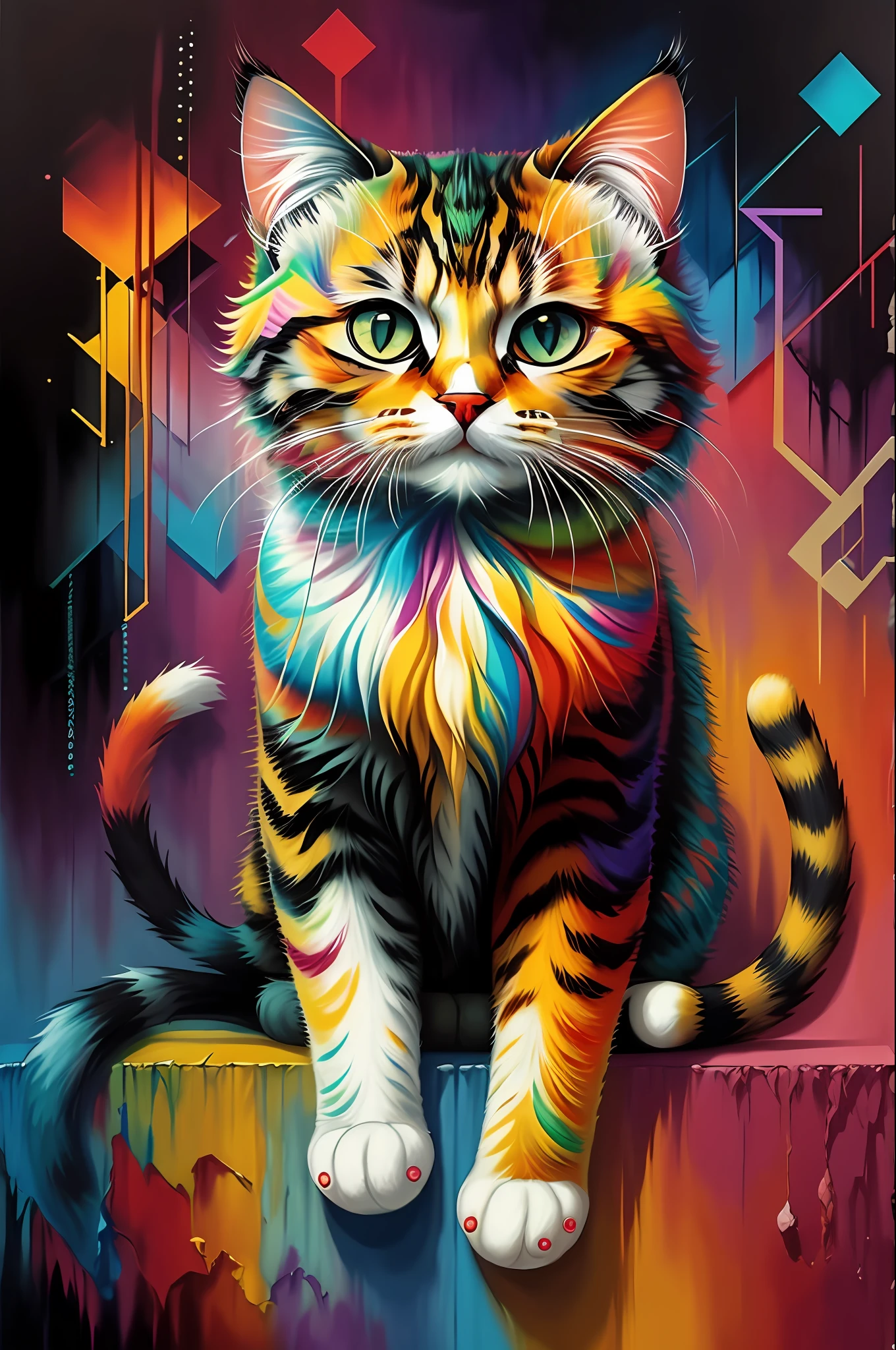 (Cat Persian)), Eduardo Kobra padding ,wall PORTRAIT geometric multidimensional, art, chibi,
yang016k, beautiful, colorful,
masterpieces, top quality, best quality, official art, beautiful and aesthetic,