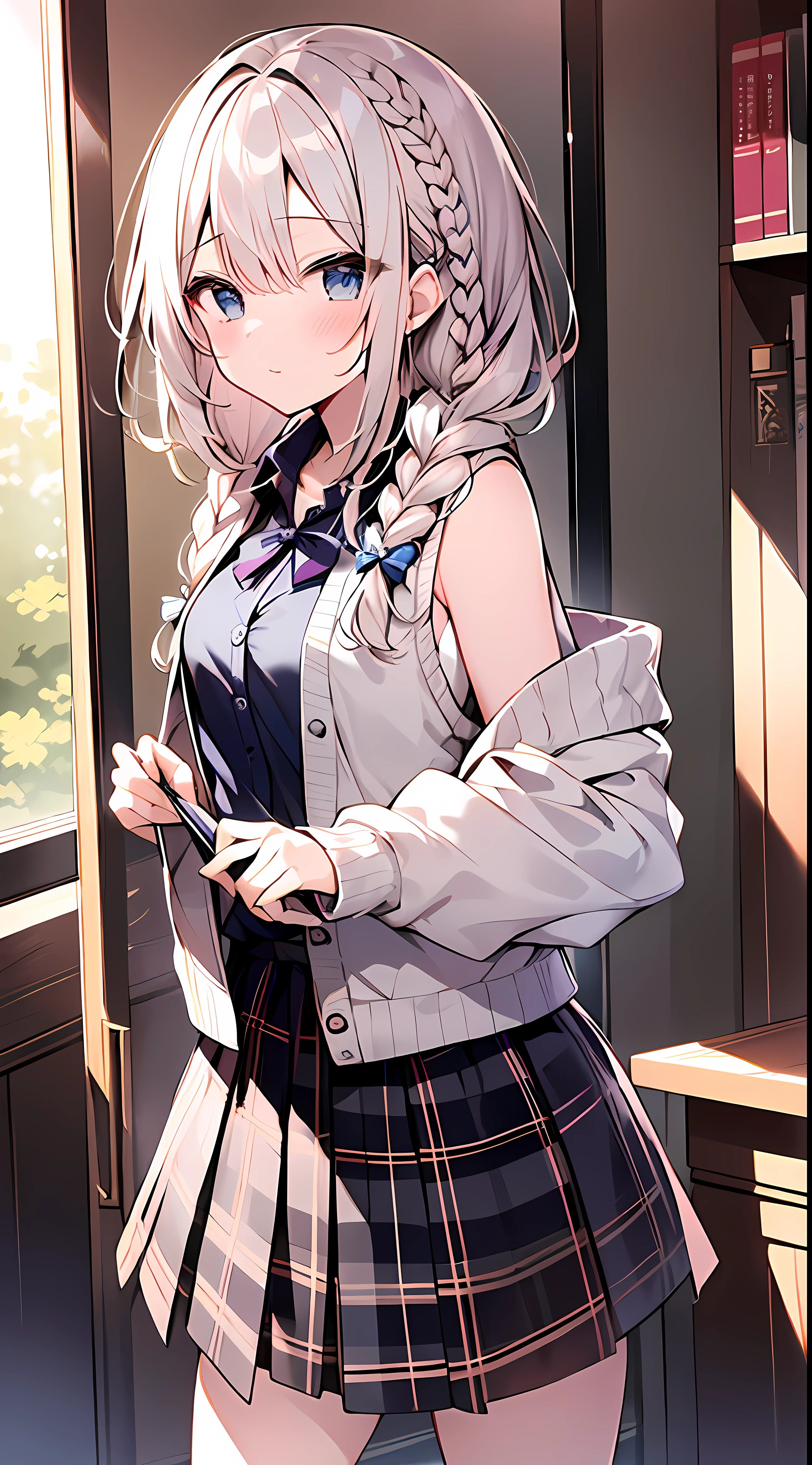 (incredibly absurdres absolutely resolution: 1.5), Best Quality, Masterpiece, Ultra High Definition, 8k, (Multiple Girls), (Pale Cardigan, Sneakers, Skirt) BREAK Shoujo Manga Style, (), Soft Line Art, Digital Enhancement, Shojo Manga Touch, Shoujo Manga Core, ( Hair length to the shoulders))), (((short braid))), entangle, beautiful and aesthetic: 1.5, High quality: 1.3