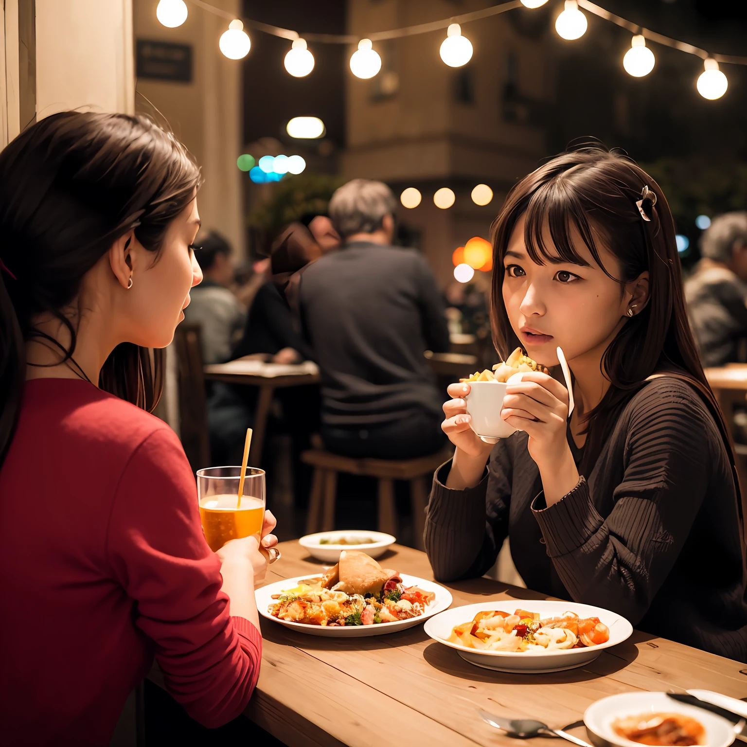 Women, eating, lights, loneliness --auto