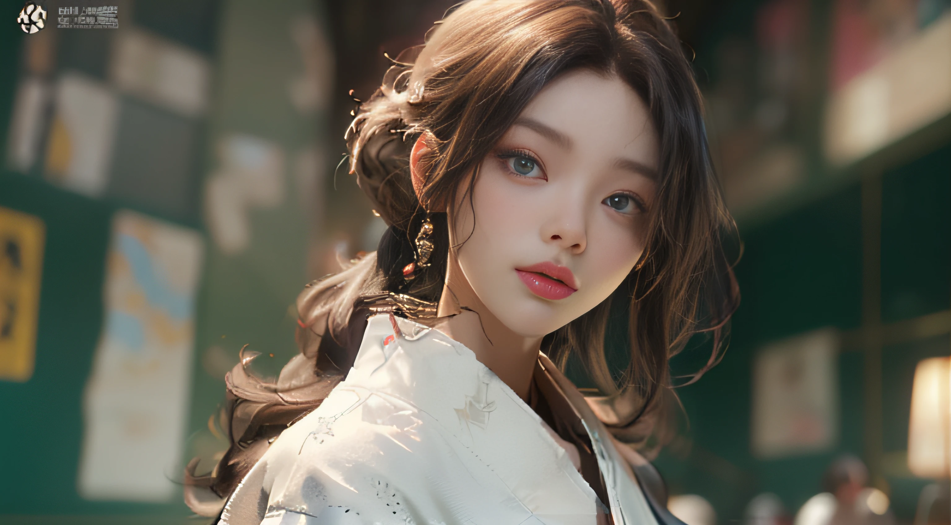 ((best best quality)), ((MasterPiece)), (Detail:1.4), 3D, A beautiful cyberpunk female image,HDR（high dynamic range）,RayTrace,nvidia rtx,The ultra-Resolution,Unreal 5,Subsurface scattering、pbr texturing、postprocessing、Anisotropic Filtering、depth offield、Maximum Clarity and Clarity、Many-Layer Textures、Albedo and Specular map、Surface coloring、Mitsu-Accurate simulation of material interactions、Perfect Scale、octanerendering、Two-colored light、large aperture、low ISO、white balance、Rule of Thirds、8K RAW、beautiful bright pupils，flowing robe，Fine pupils，Detailed face and eyes，Long Lashes，Blushlush，voluminous hair，Tender red lips