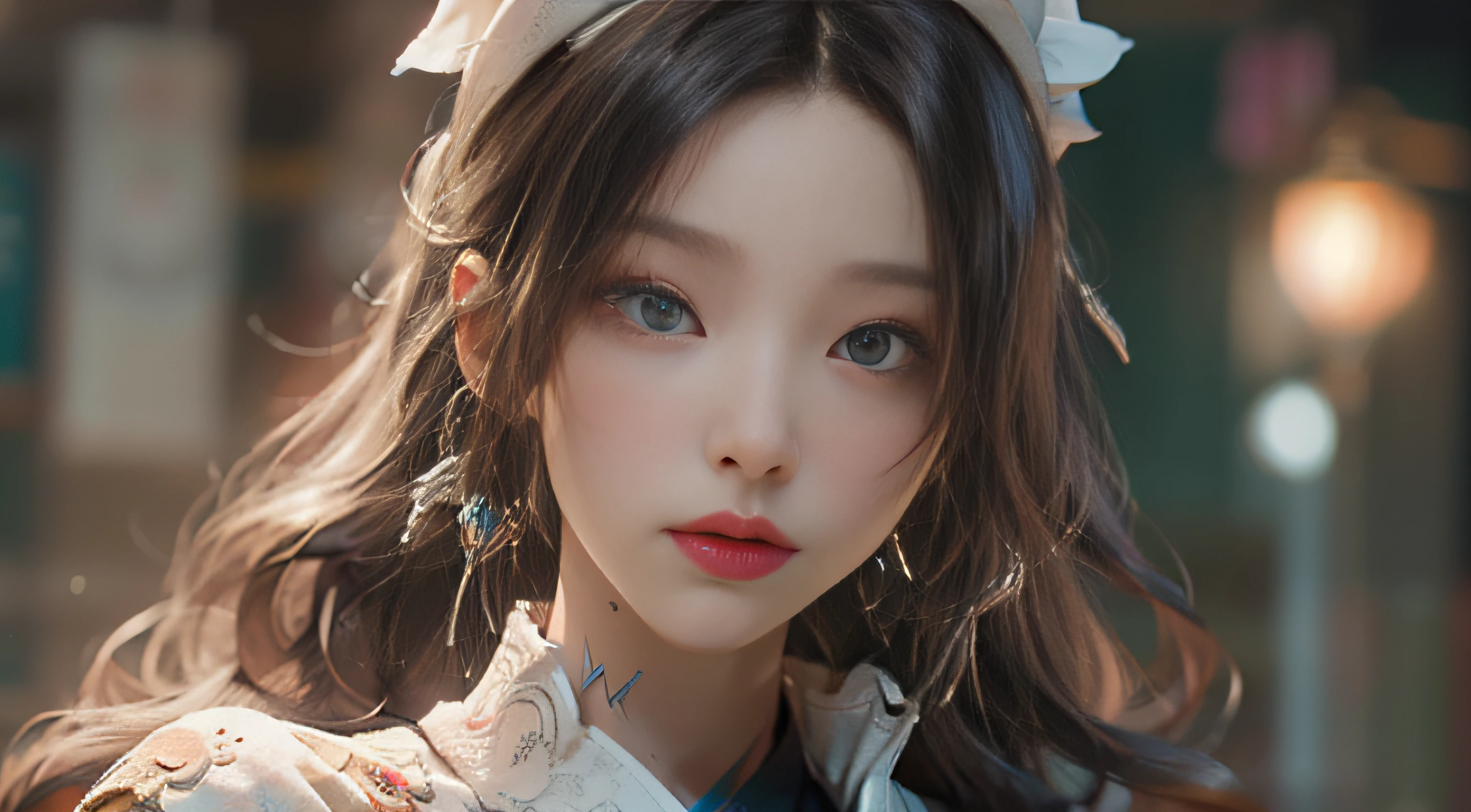 ((best best quality)), ((MasterPiece)), (Detail:1.4), 3D, A beautiful cyberpunk female image,HDR（high dynamic range）,RayTrace,nvidia rtx,The ultra-Resolution,Unreal 5,Subsurface scattering、pbr texturing、postprocessing、Anisotropic Filtering、depth offield、Maximum Clarity and Clarity、Many-Layer Textures、Albedo and Specular map、Surface coloring、Mitsu-Accurate simulation of material interactions、Perfect Scale、octanerendering、Two-colored light、large aperture、low ISO、white balance、Rule of Thirds、8K RAW、beautiful bright pupils，flowing robe，Fine pupils，Detailed face and eyes，Long Lashes，Blushlush，voluminous hair，Tender red lips