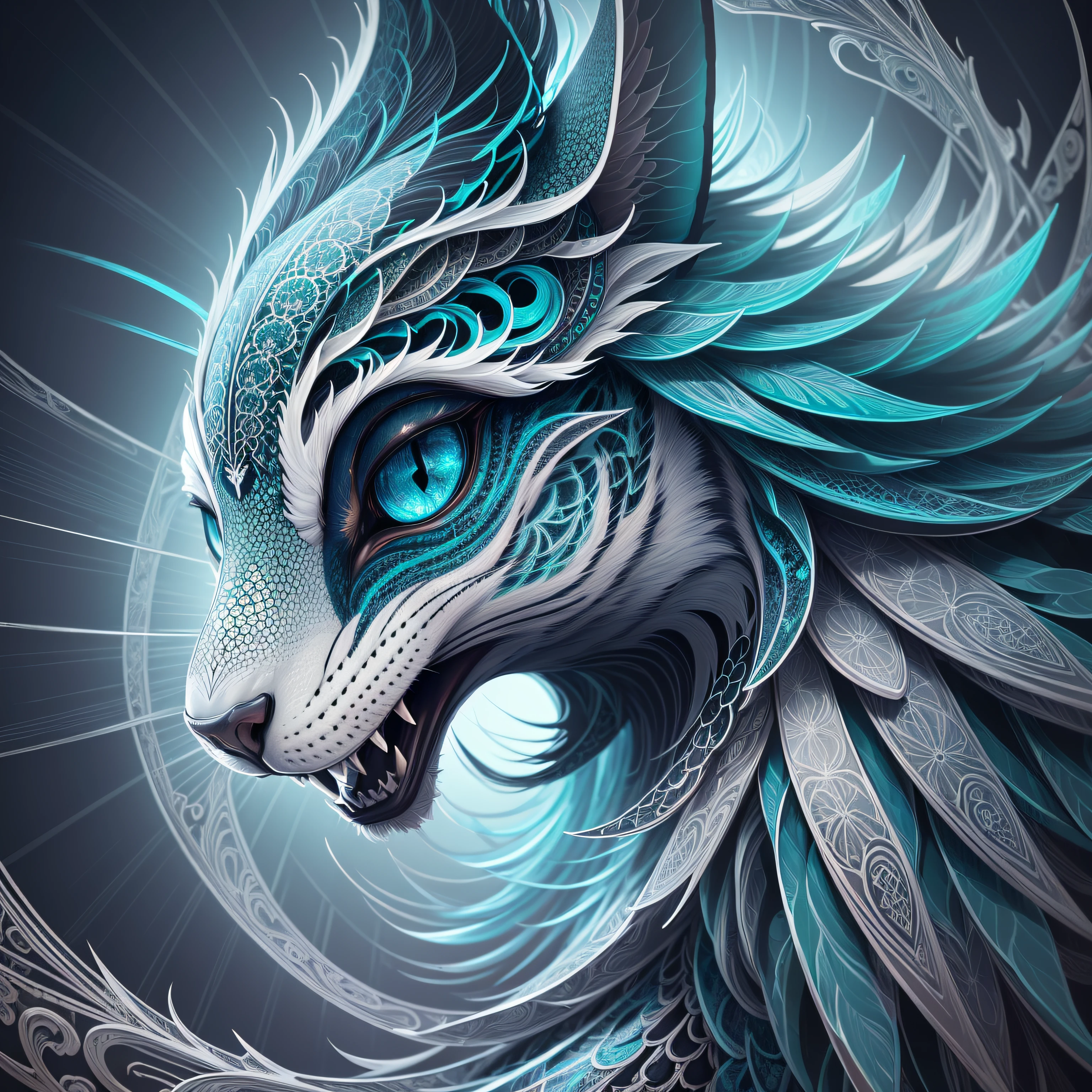best quality) Japanese, ultra-detailed, intricate linework, highly detailed illustration, perfect composition, beautiful and stunning, dynamic angle, high contrast, incredible shading, incredible detail, unique style, teal details, (dark and mystical atmosphere), intricate and detailed nature elements. --auto --s2