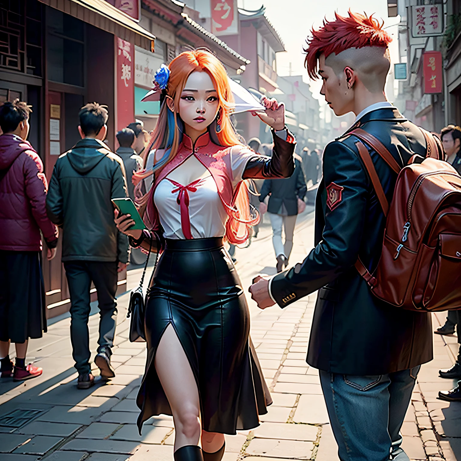 thus, The people of Qingzhou City are proud to be able to enter the palace cultivation, When I have the opportunity, I will step into the palace, You must study hard., however, It seems that not all of us have this awareness., multicolored hair, anime, anime style, ray tracing, 1080P, highres --auto