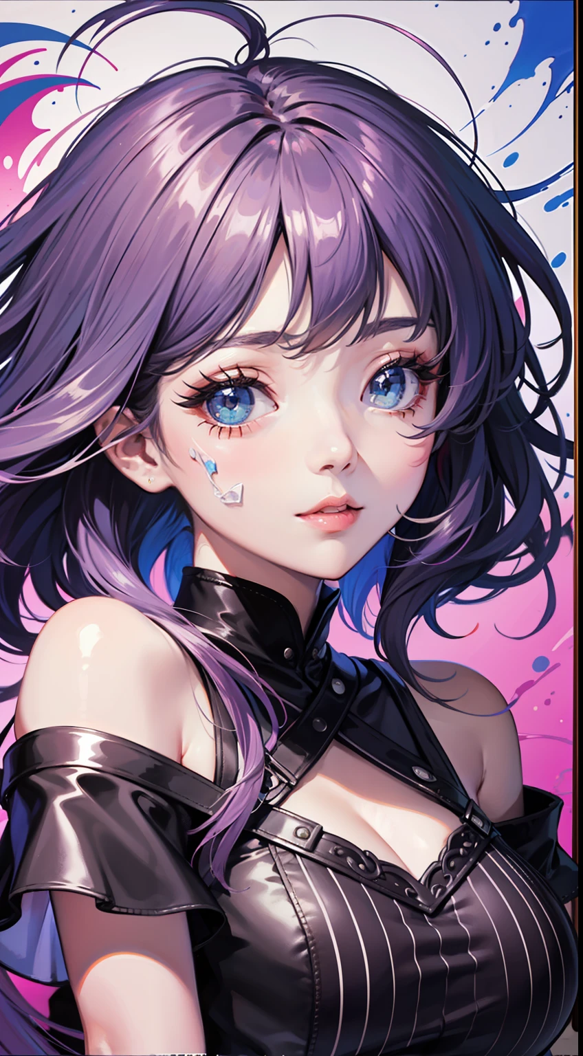 (Colored Hair: 1.8), (Rainbow Speckle: 2.6), (Rainbow Color Explosion: 2.8), Color Art, (Solo: 1.9), (Front: 1.6), (All Colors of Rainbow: 2.8), (Rainbow Ink: 2.6), (Rainbow Ink Splash: 2.6), (Rainbow Ink Painting: 2.6), (Waist Above: 2.2), White Off Shoulder Shirt, Good Figure, (Sexy: 1.2), (Close Up: 1.8), Looking at the Audience, Large, watery eyes, (rainbow hair: 1.6), color splash, solo, (color splash: 1.8), (color explosion: 2.1), messy lines, beauty and aesthetics, (mandala: 1.6), ((sparkling)), (colorful), the most beautiful chaotic form, elegance, fauvism design, vivid colors, romanticism, atmosphere, ecstasy of notes, (fractal art: 1.8), (Master color matching: 2.4), (colorful smoke: 2.5), color, (splash) (colorful splash), vertical painting, upper body, paint splash, acrylic paint, gradient, paint, highest image quality, highest quality, masterpiece, solo, depth of field, facial painting, clothes with five colors and six colors, (elegant: 1.2), gorgeous, long hair, wind, (elegant: 1.3), (fauvism: 2.4), ((masterpiece)), (Best quality), (Super detail), (Illustration), (Dynamic angle), (Floating), (Painting), (Colored hair), (Striped hair), Beautiful and delicate eyes, (Gradient eyes), (Colored eyes), (Colored explosion background),
多彩style-paintmagic 美女现实ulzzang-6500-v1.1 魔幻style-sylvamagic 核爆emb-nuke2 表情happy512 流水realcumAI