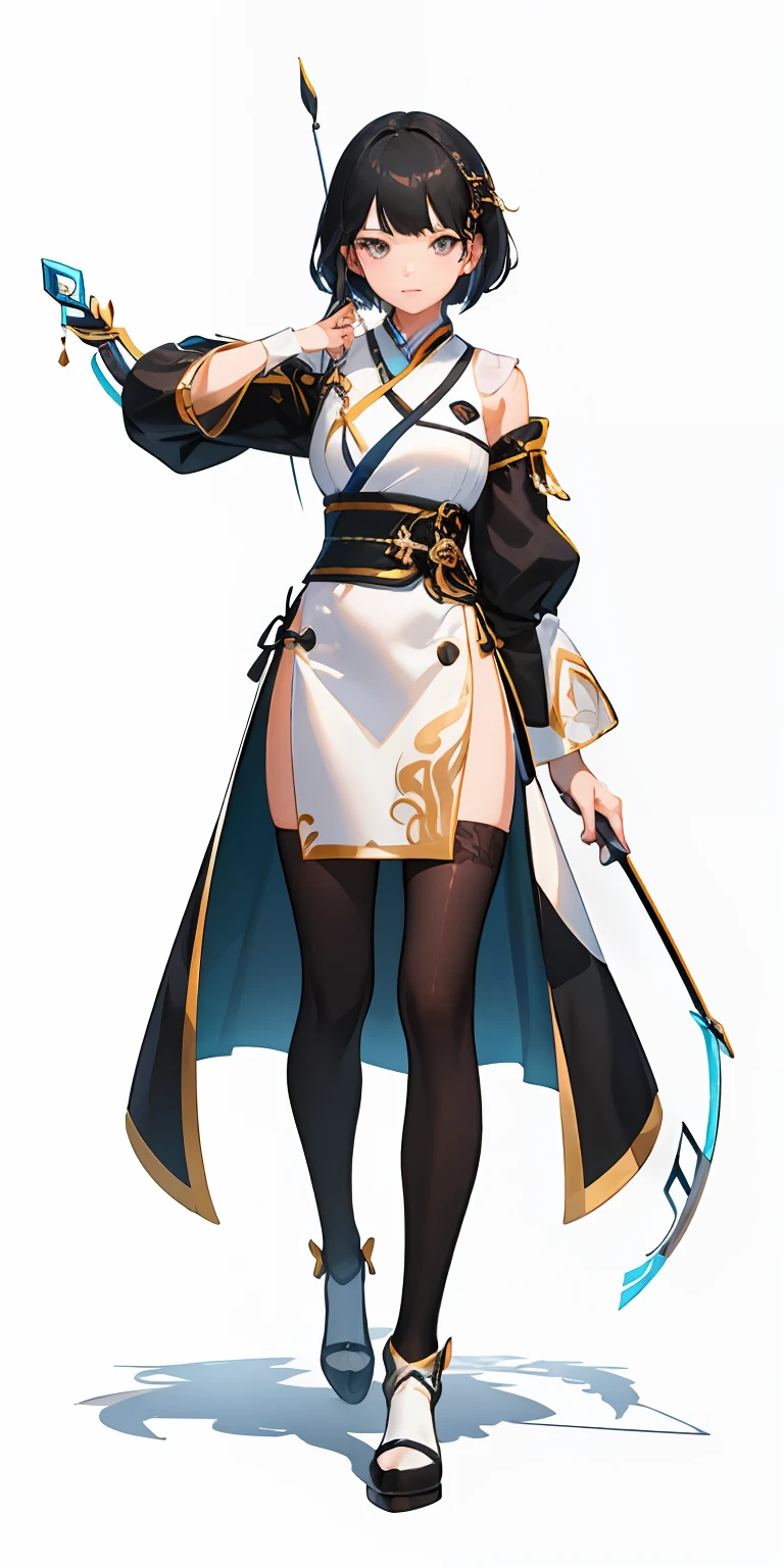 (8k, 4k, best quality, highres, ultra high res:1.1) (Disney Cartoon Style 1:1] 1girl, Black Hair, Short Hair, Wear Bando, Cute, Chinise-Malaysia, Woman Archer, Alicia From ejen ali]