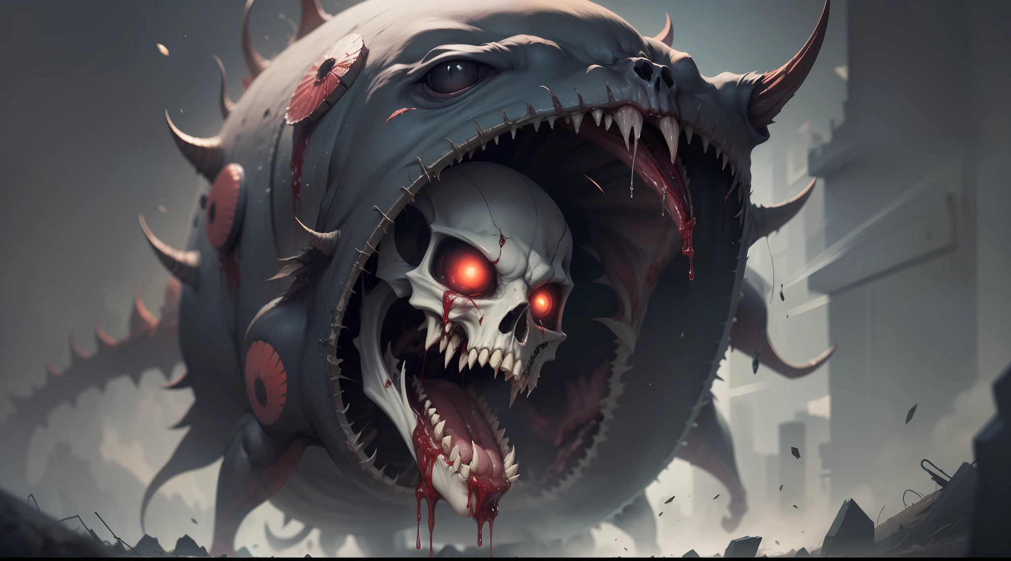 A monster rolling its eyes rushed over, its mouth was wide open with saliva and dirty blood dripping continuously, its clothes were torn to pieces, its flesh and skin were hanging on its bones, it was high and vertical like some kind of demon, and the atmosphere was tense and terrifying