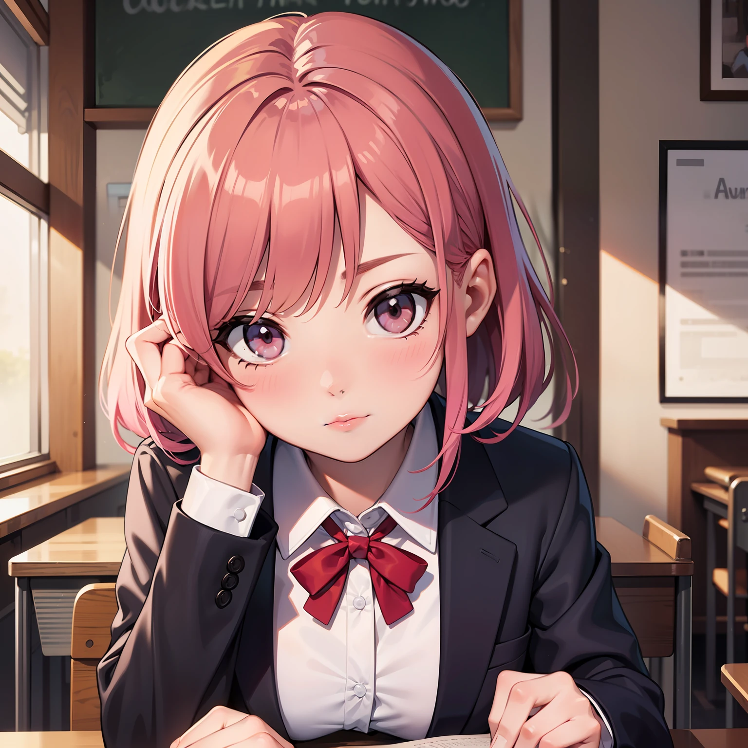 (Masterpiece, best quality), a girl, pink hair