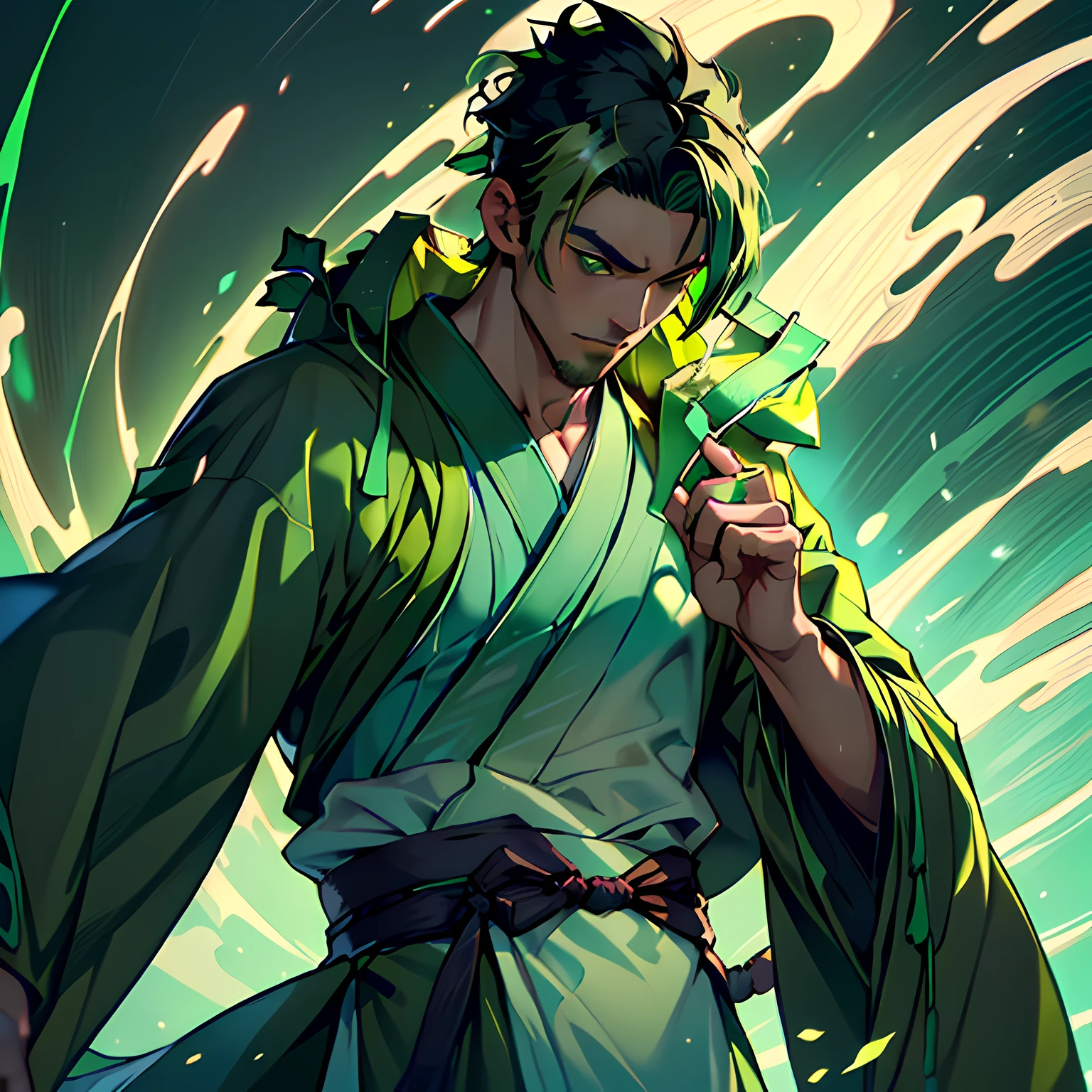 3. (1 person) (1boy,(((blue Hanfu))),((((Black hair))),(((1boy))),(((aboy))).(((Green coat))),((Green Hanfu youth)),((Green clothes)) , (((Green hair))),handsome, has powerful resources, but his strength is only at the Profound Void realm, he is as foolish as a pig)(Background: 1boy,(((blue Hanfu))),((((Black hair))),(((1boy))),(((aboy))).(((Green coat))),((Green Hanfu youth)),((Green clothes)) , (((Green hair))),handsome,'s arrogance)