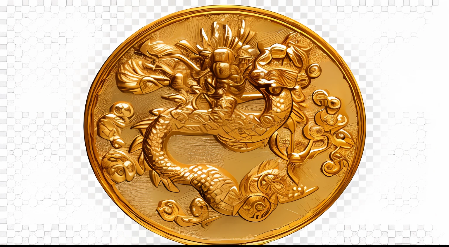 Chinese gold coin, 3D, detail, ultra high definition, Unreal Engine 5, gold coin, background white
