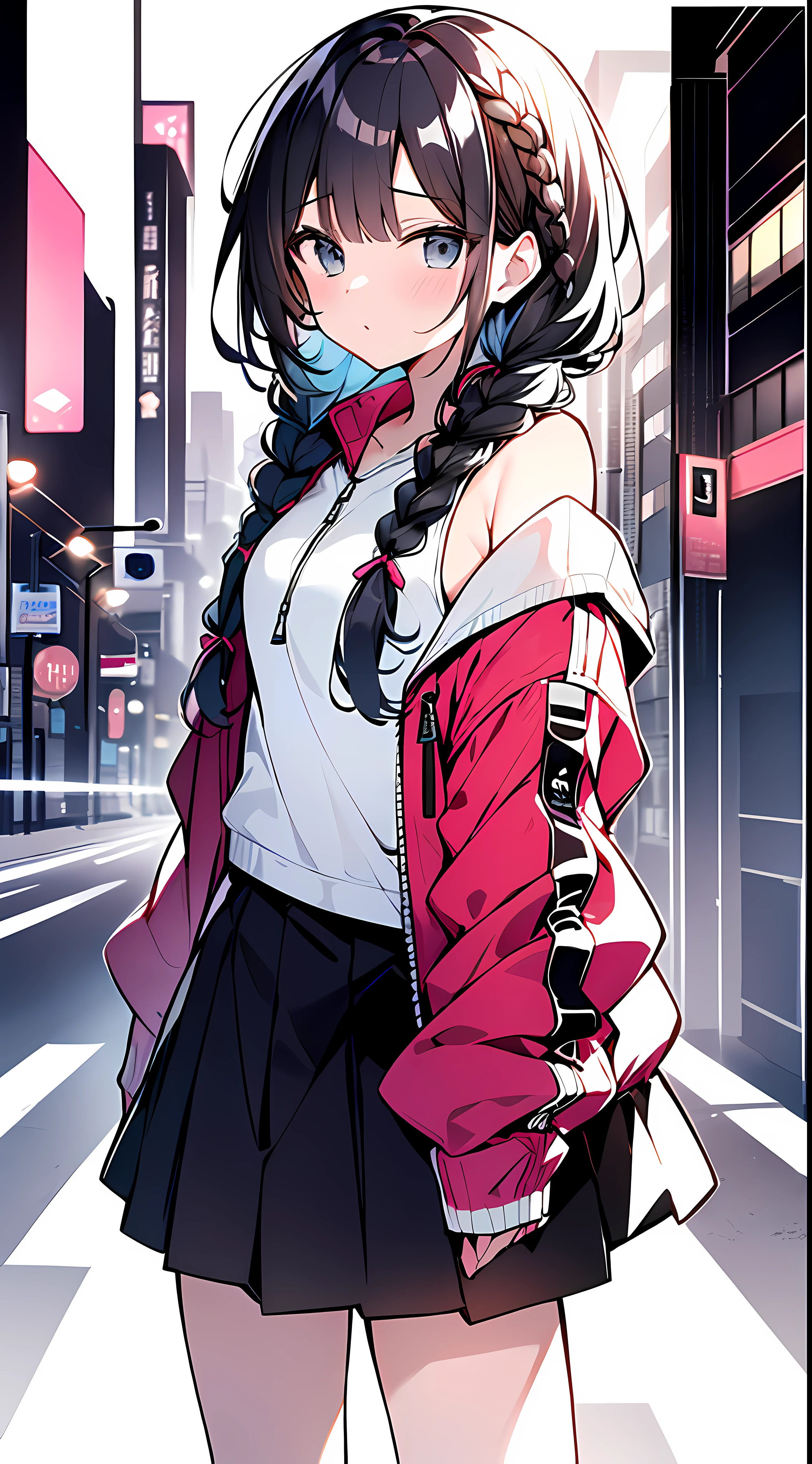 (Incredibly Absurdres Absolutely Resolution: 1.5), Top Quality, Masterpiece, Ultra High Definition, 8k, (Multiple Girls), (Light Colored Jacket, Sneakers, Skirt) BREAK Shoujo Manga Style, (), Soft Line Art, Digital Enhancement, Shojo Manga Touch, Hairstyle Fax, Environmental Change Scene, Hairstyle Fax, Shojo Mangacore, (((Hair length to shoulder))), (((Short braid))), entangle, beautiful and aesthetic: 1.5, High quality: 1.3