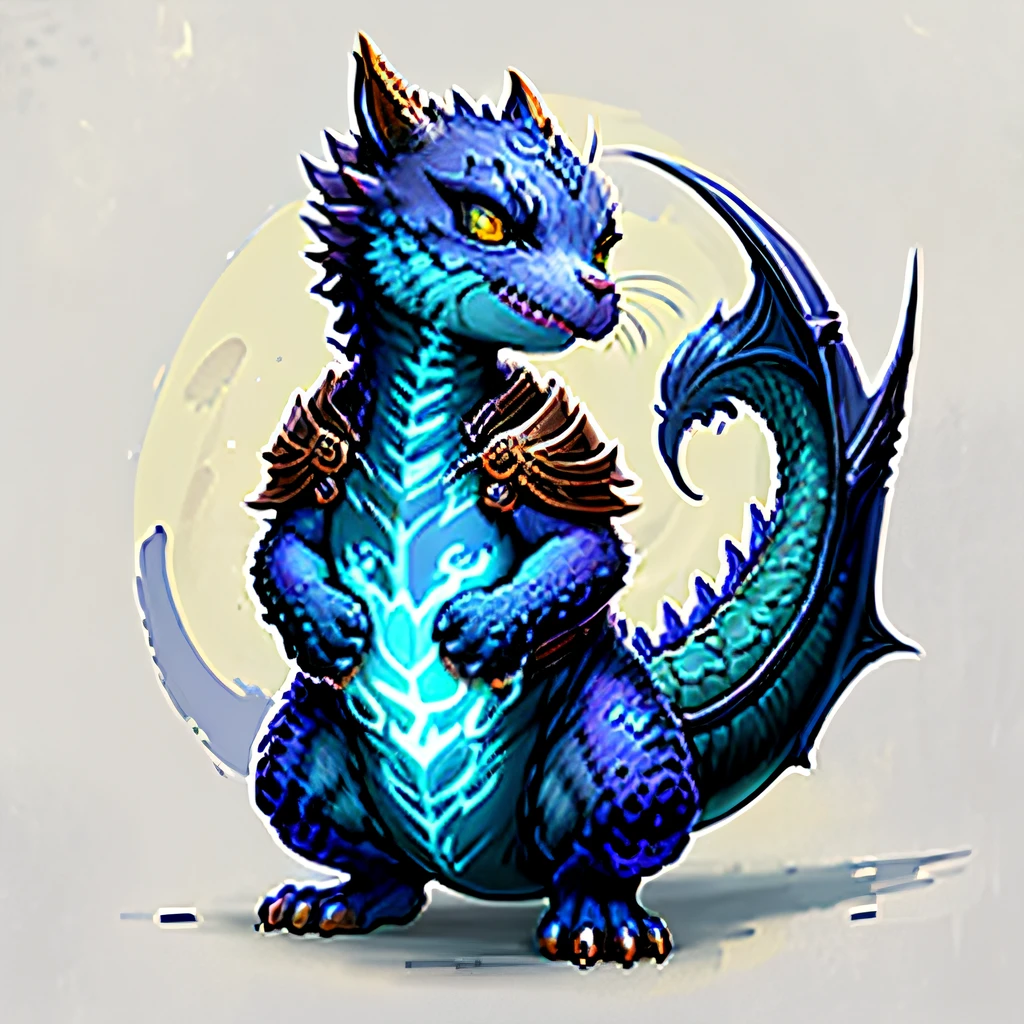 a close up of a cat with a blue and gold design on its face, aurelion sol, hypdertailed, onmyoji detailed art, detailed creature, world of warcraft art style, world boss kitten, anthro dragon art, dragon vore art, adorable glowing creature, as an anthropomorphic dragon, but as an anthropomorphic dragon