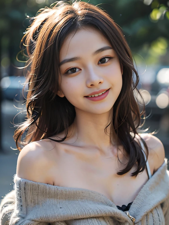 1girl, offshoulder, light smile, shiny skin
best quality, masterpiece, (photorealistic:1.4)