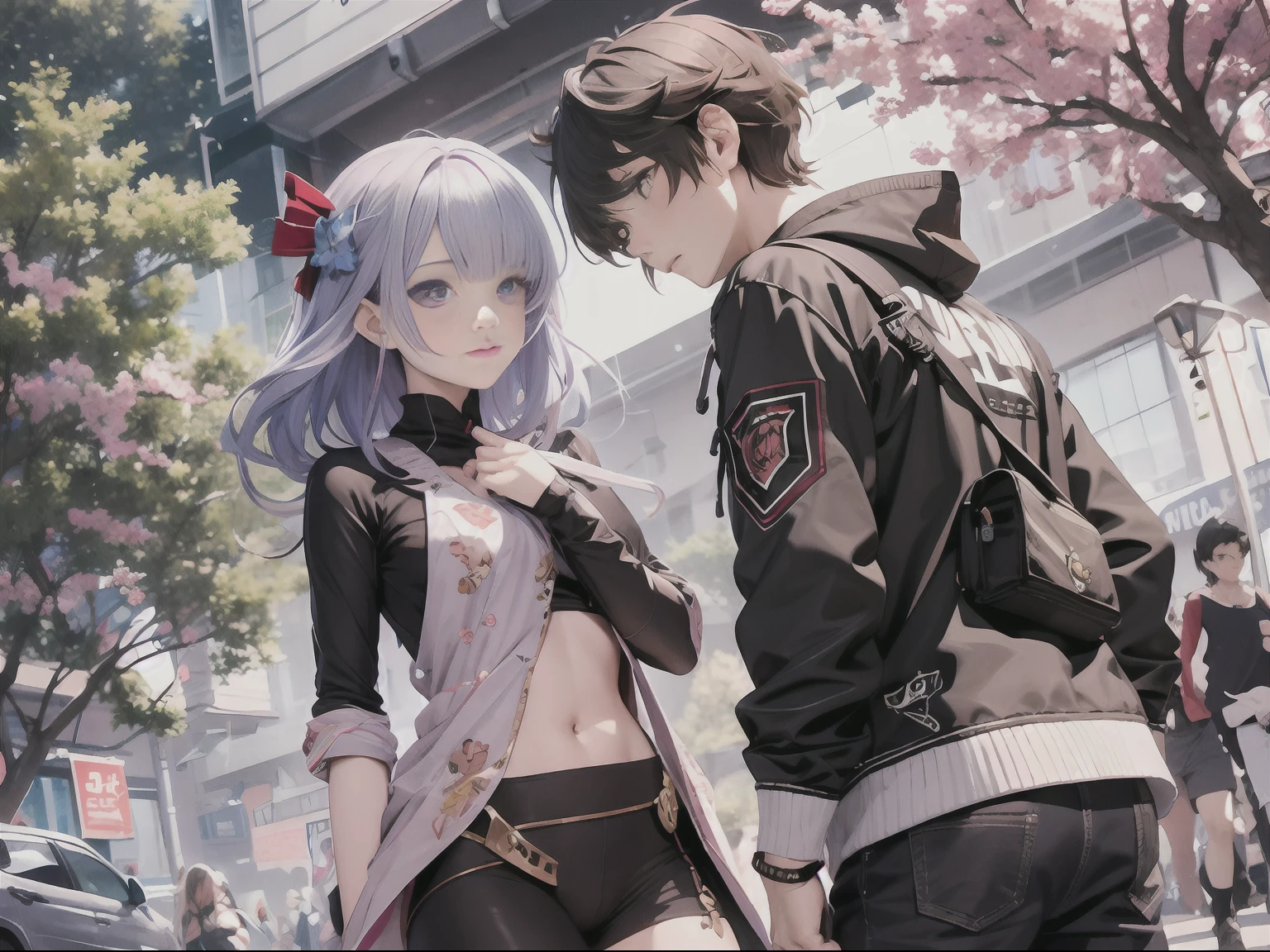 Anime boys and girls play together