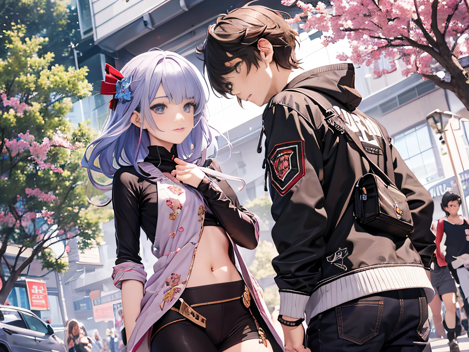 Anime boys and girls play together