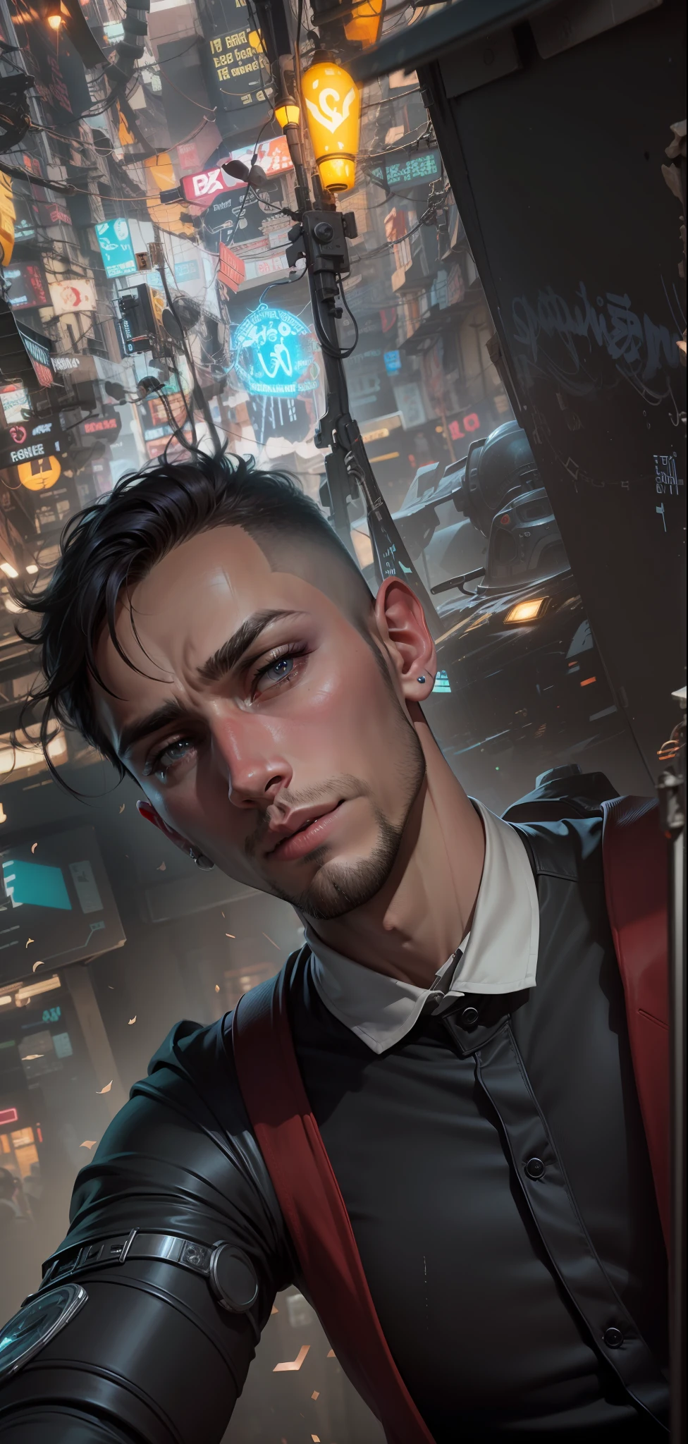 Change background cyberpunk handsome boy, realistic face,8k,ultra realistic,