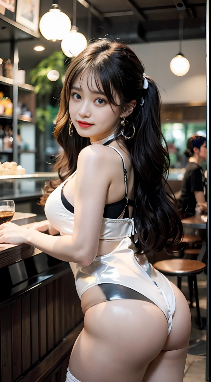 1 girl (Rose) (Rose) (Rose) (Rose) (Rose) (Rose), (2 boys men 0 years old: 1.2), Cute girl, famous Japan idol, Mignon ,, 、、、、、、、、 NSFW sexy, hetero 、、、、、、、、、,,,,,,,,,,,,, topless,,,,,,,,,,,,,,,,,, very detailed, (big:1.4), cleavage, realistic body, petite, bright skin, shiny skin, slender body, good figure, dark black hair, (twin tails: 1.2), (wavy hair: 1.2), (dull bangs: 1.2), smile、、、、、、、、, undressed, hugged, john、、、、、、、、、, cute face, pretty face, realistic face, makeup,,,,,,,,, ,,, Powder blush, Beautifully detailed eyes, drooping eyes, Round eyes, (Beautiful big eyes:1.2), Big black eyes, Beautiful clear eyes, Eye makeup, Eye shadow, Double eyelids, Tear bag, (White laces:1.2), Choker, Earrings, jewelry, (hair ribbon: 1.2), looking at the beholder, cowboy shot, orientation, dynamic pose, standing, front view, In the house, in a café, coffee shop、、、, bar, one sticking butt, protruding areola