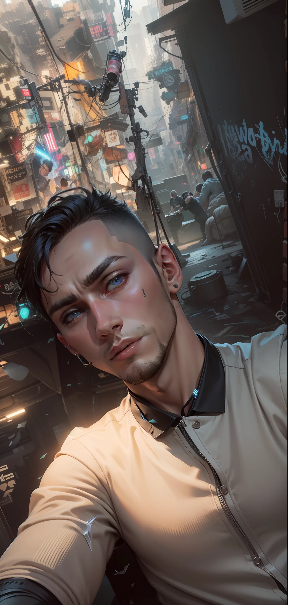 Change background cyberpunk handsome boy, realistic face,8k,ultra realistic,