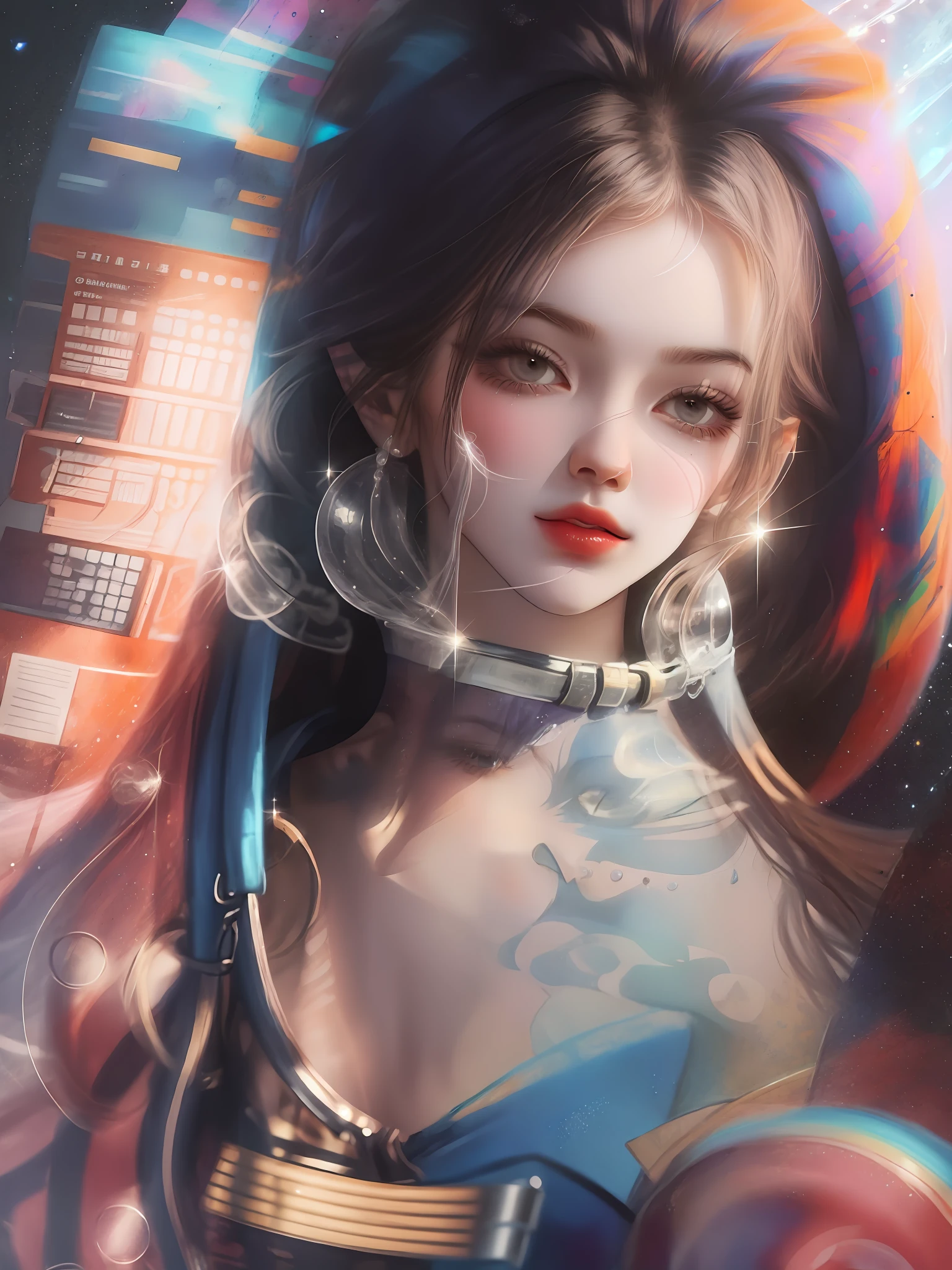 A beautiful girl in a space suit