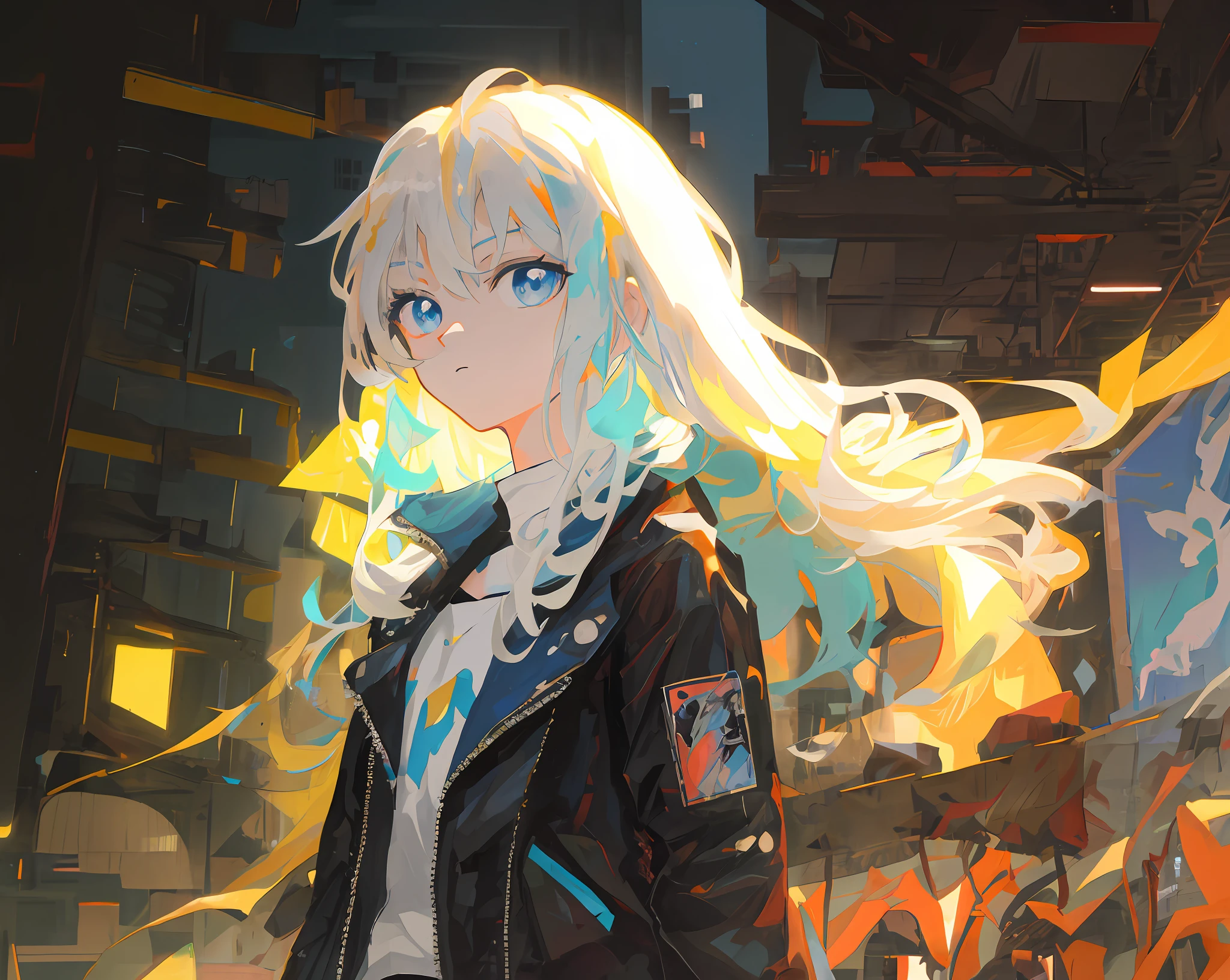 anime girl with long white hair and blue eyes in a city, anime style 4 k, digital cyberpunk anime art, anime art wallpaper 8 k, anime art wallpaper 4 k, anime art wallpaper 4k, 4k anime wallpaper, badass anime 8 k, best anime 4k konachan wallpaper, anime cyberpunk art, anime wallpaper 4k, anime wallpaper 4 k