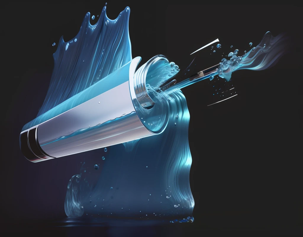 Close-up of RO film, blue liquid gushing out of it, hydrodynamic water vortex, super speed photography, stylish waterproof design, stylized illustration, sword and wand - water, detailed rotating waterspout, holding a lightsaber. Splash Art, Stylized Illustration, Wendigo Rendering, Art Rendering, 3D Fluid Simulation Rendering