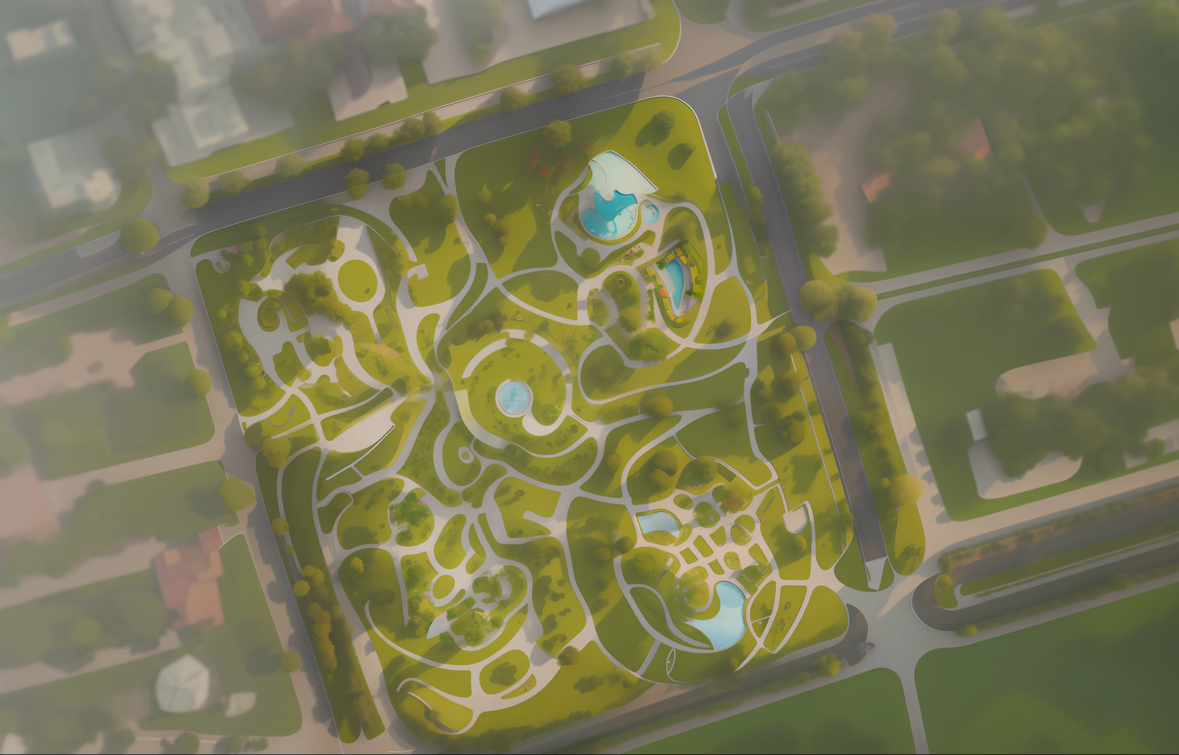 Aerial view of a park with lots of trees and many buildings best quality, super detailed, (full detail), (4k), 8k, trees, houses, grass, buildings, curved roads, relief. terrain, aerial illustration, aerial view from above, aerial view, aerial view, aerial view, aerial view from top to bottom, isometric aerial view, aerial view, [ Top view ]!!, top view, aerial view, top view, Satellite view Curved road network, zaha style, color floor plan vertical panorama (masterpiece) with aerial view of water park and curved road network, (high quality), aerial view of park with pond and many trees, concept rendering, aerial illustration, Upper view, very elegant and complex, deformed complex 3D rendering Zaha style, color floor plan, terrain, gallery, runway, vertical panorama with aerial view of park with water park and curved road network, photos taken from above, complex 3D rendering, complex 3D rendering, realistic rendering, architectural rendering, detailed rendering, architectural visualization, digital rendering, landscape architecture photo (masterpiece), (high quality), best quality, super detailed, (full detail),(4k),8k,tree, no humans, door, water, house,building,grass, simple background, window, from above, park Aerial view of the park with pond and many trees, concept rendering, aerial illustration, upper view, very elegant and complex, Deformation complex 3D rendering Zaha style, color floor plan, terrain, gallery, runway, vertical panorama of aerial view of park with water park and curved road network, photos taken from above, complex 3D rendering, complex 3D rendering, realistic rendering, architectural rendering, detailed rendering