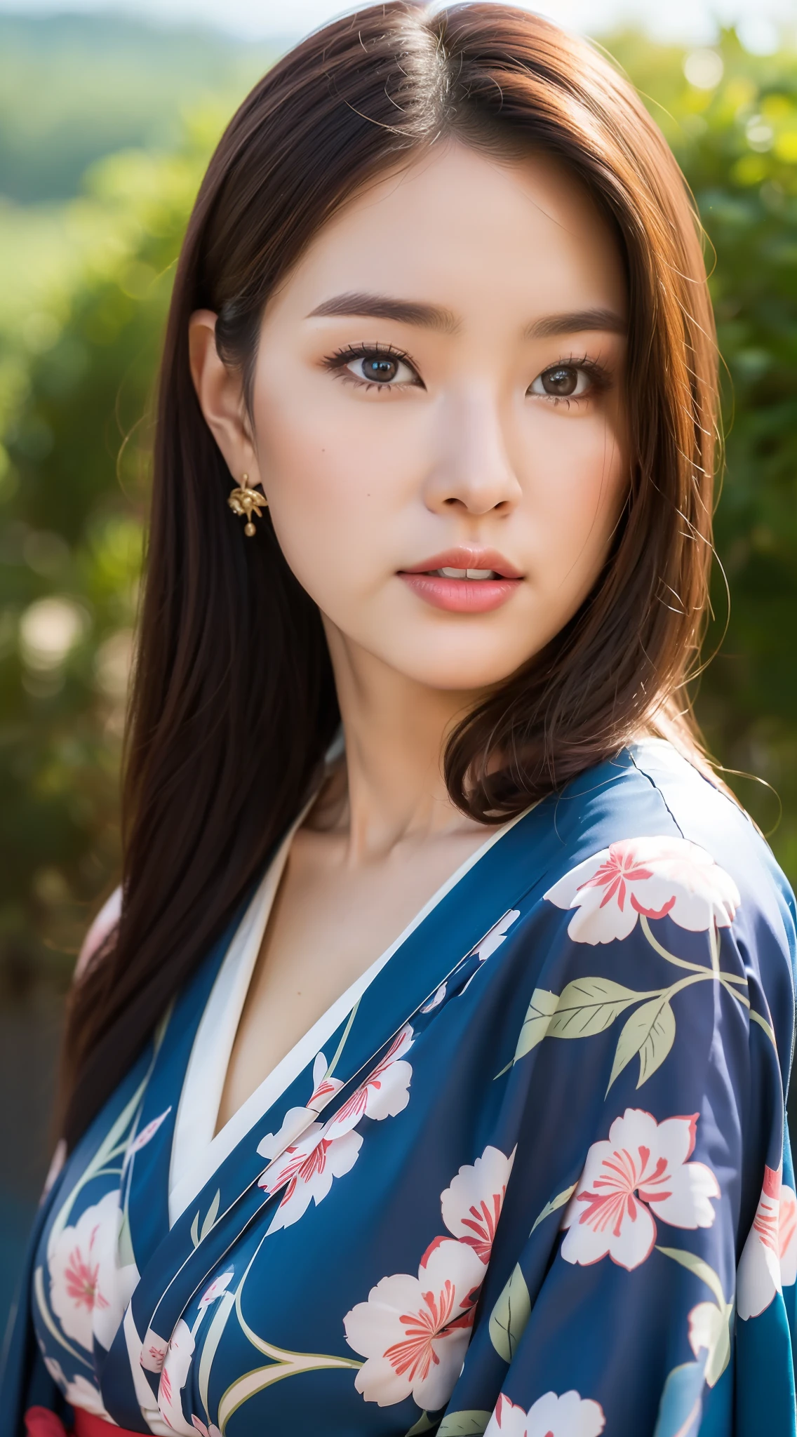 ((Top Quality, 8k, Masterpiece: 1.3)), Sharp Focus: 1.2, Beautiful Woman with Perfect Figure: 1.4, (Kimono), Highly Detailed Face and Skin Texture, Detailed Eyes, (Lips), Hawaii
