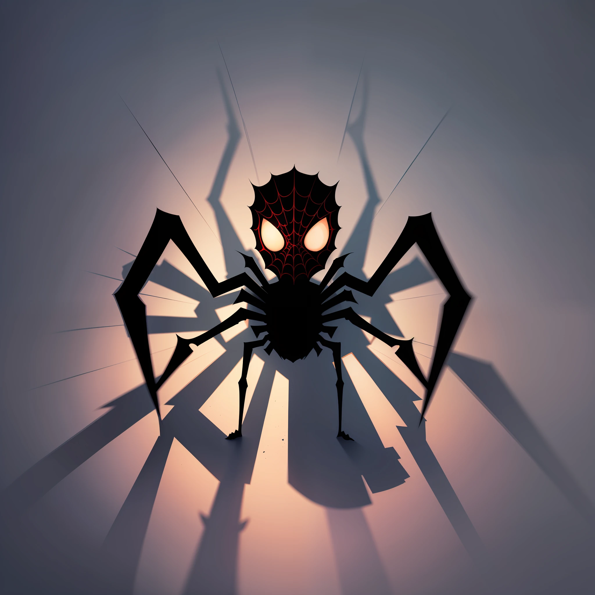 Cartoon spider , flat style, silhouette