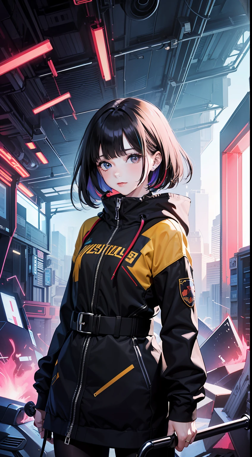 (masterpiece, top quality, best quality, official art, beautiful and aesthetic:1.2), (1girl:1.3), extreme detailed,colorful,highest detailed, glitch art, (digital distortion), pixelated fragments, data corruption,colorful noise, visual chaos,contemporary aesthetics,