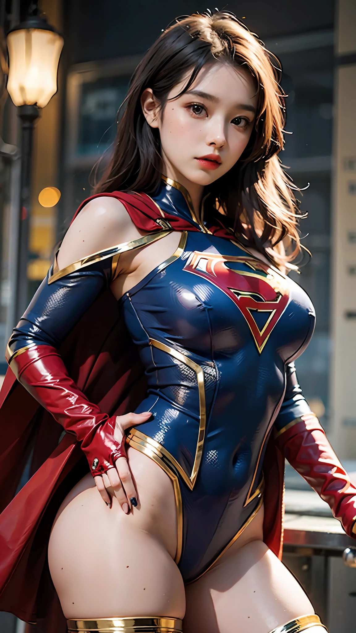 Woman body set big breasts, Supergirl costume dress