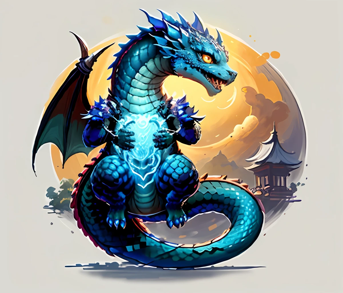 A huge python, close-up of a python with a pair of wings, Aurelion Sol, very long tail, Onmyoji detailed art, detailed creatures, World of Warcraft art style, world boss kitten, human dragon art, dragon devouring art, cute glowing creatures, as anthropomorphic leopards, but as anthropomorphic pythons