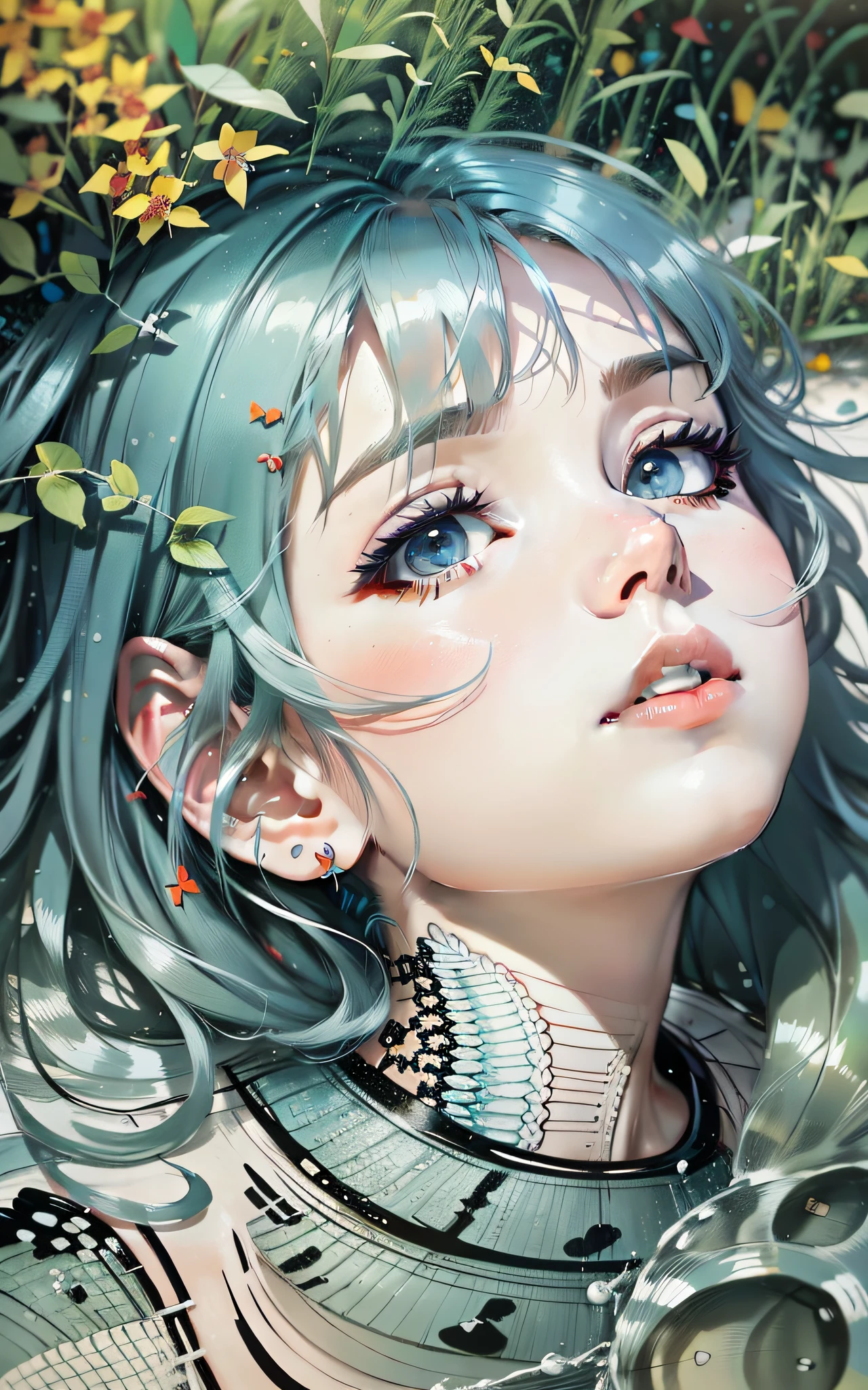 8K HD, best quality, clear picture, amazing detail, amazing detail, optimized depth of field for more realistic picture, koi white and blue, professional oil painting by Ed Blinkey, Atey Ghailan, Jeremy Mann, Greg Manchess, Alex Gray, trends on ArtStation, trends on CGSociety, intricate, high detail, clear focus, dramatic, optimized fins