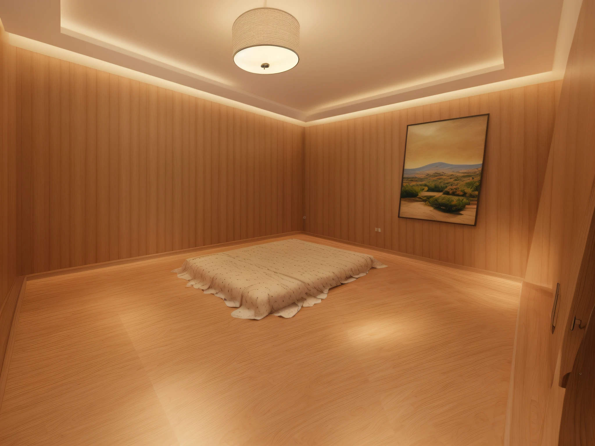 Interior design of bedroom modern style, realistic, photorealistic, 8K, strong light on meeting table