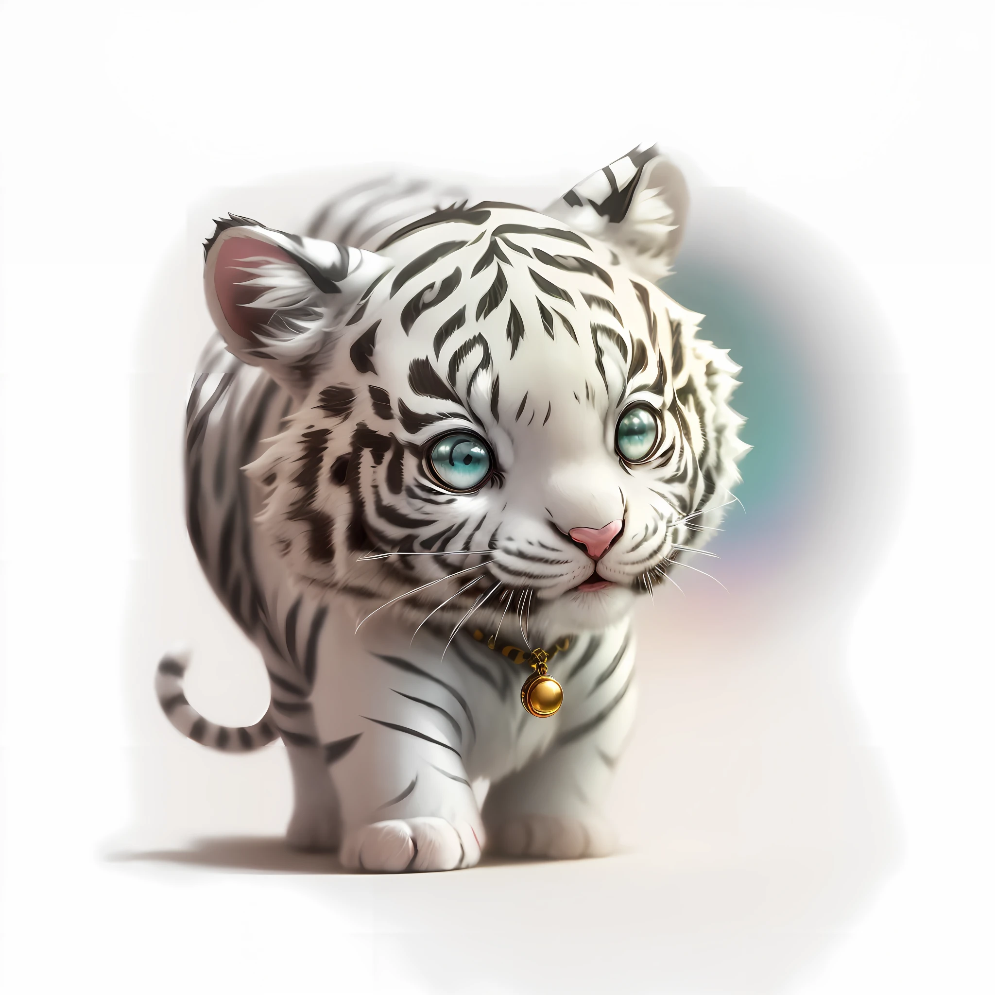 (((cute tiny hyperrealistic white tiger))) with different (color eyes) waring a necklace, Chibi, ((adorable and fluffy)), logo design, cartoon, cinematic lighting effect, charming, 3D vector art, cute and quirky, fantasy art, bokeh, hand-drawn, digital painting, soft lighting, isometric style, 4K resolution, photorealistic rendering, highly detailed clean, vector image, photorealistic masterpiece, professional photography, simple space backdrop, flat white background, isometric, vibrant vector --auto --s2