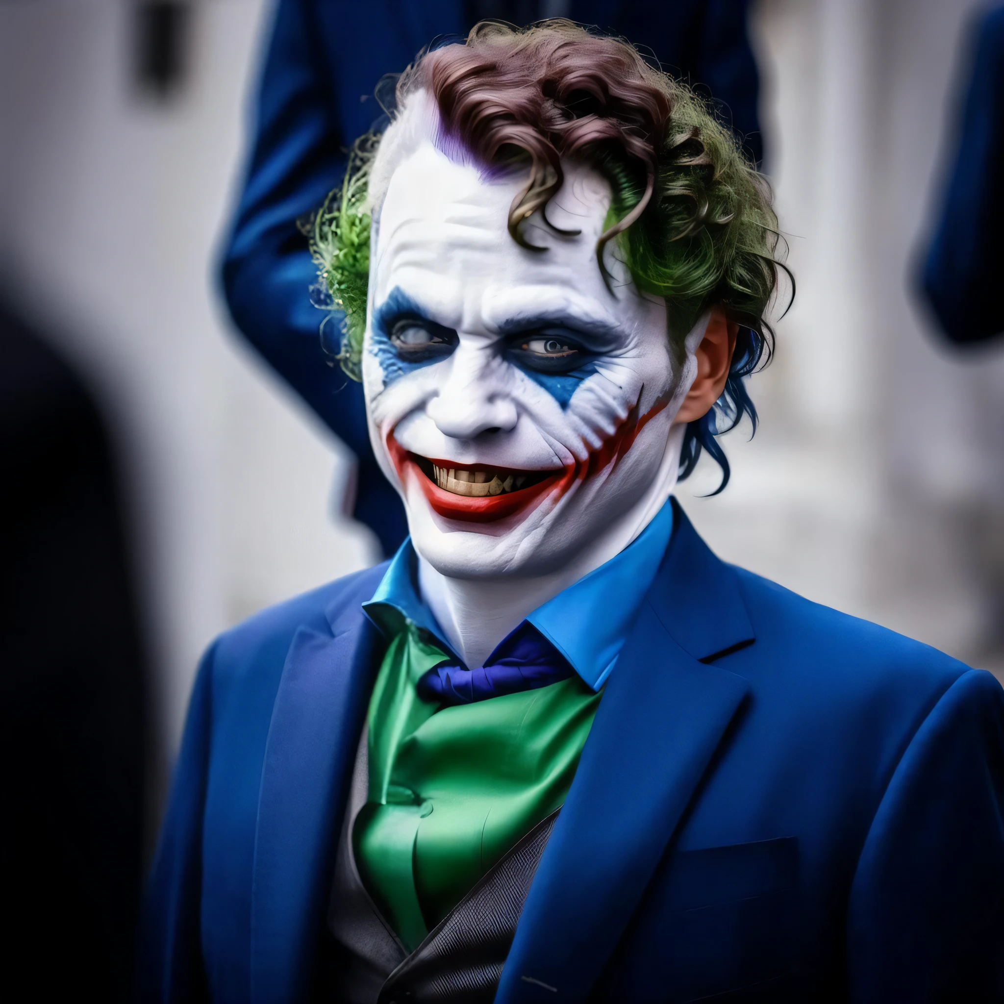 man dressed like (The Joker:1), front photo, 8k, high detailed