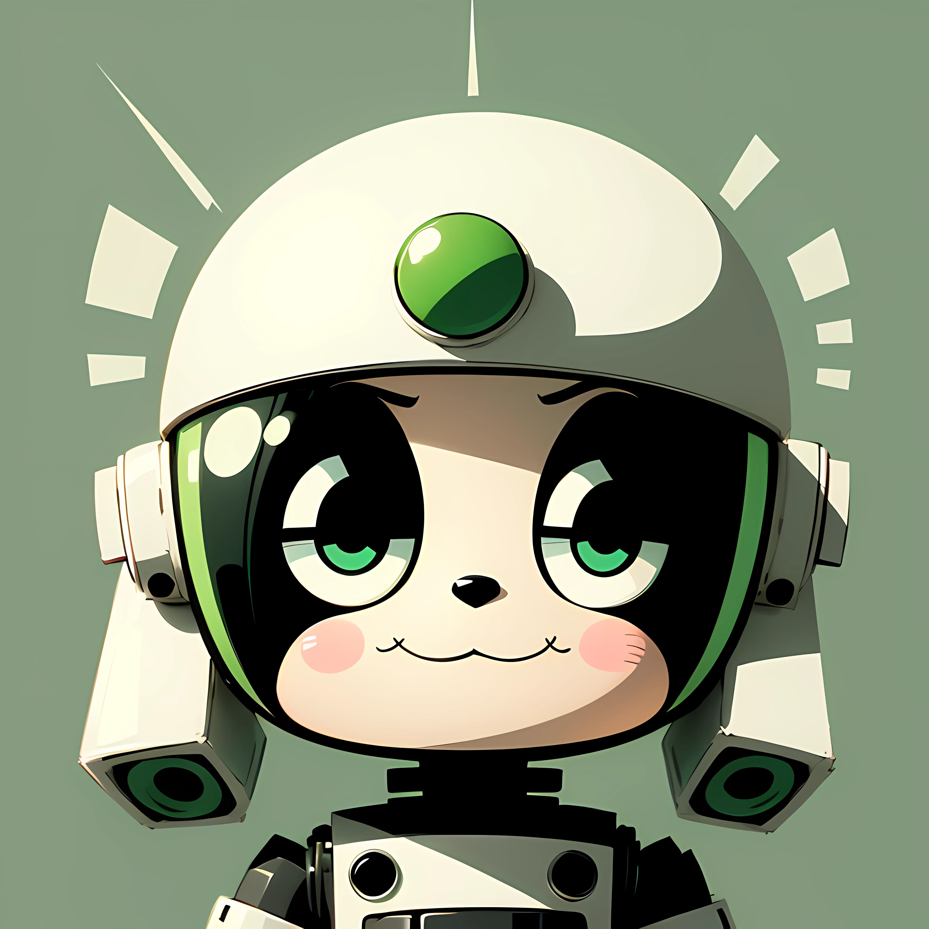 Minimalist white on a green background negative space whimsical cuteness, Robot, flat, vector, clipart, in the style of Skottie Young, Op art --auto