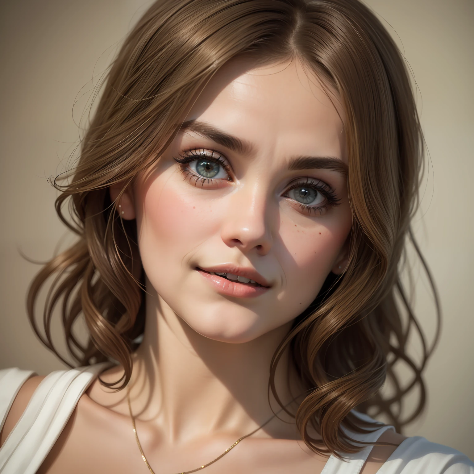 ((Jenna Coleman)), dressed, (photorealistic:1.4), (hyperrealistic:1.4), (realistic:1.3), (more uniform lighting: 1.05), (improvement of cinematic lighting quality:0.9), 32K, 1girl, 20yo girl, realistic lighting, backlight, light on face, raytrace, (brightening light: 1.2), (increase quality: 1.4), (best quality real texture skin: 1.4), finely detailed eyes, finely detailed face, fine quality eyes, (tired and sleepy and satisfied:0.0), Close-up of the face, T-shirts, (Increase the mood of the body line: 1.1), (Increase the beauty of the skin texture: 1.1)