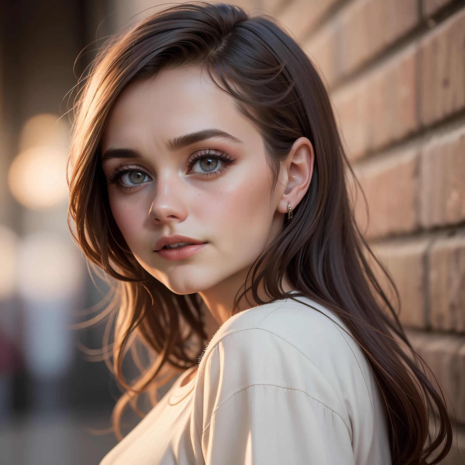 ((Jenna Coleman)), dressed, (photorealistic:1.4), (hyperrealistic:1.4), (realistic:1.3), (more uniform lighting: 1.05), (improvement of cinematic lighting quality:0.9), 32K, 1girl, 20yo girl, realistic lighting, backlight, light on face, raytrace, (brightening light: 1.2), (increase quality: 1.4), (best quality real texture skin: 1.4), finely detailed eyes, finely detailed face, fine quality eyes, (tired and sleepy and satisfied:0.0),  Close-up of the face, T-shirts, (Increase the mood of the body line: 1.1), (Increase the beauty of the skin texture: 1.1)